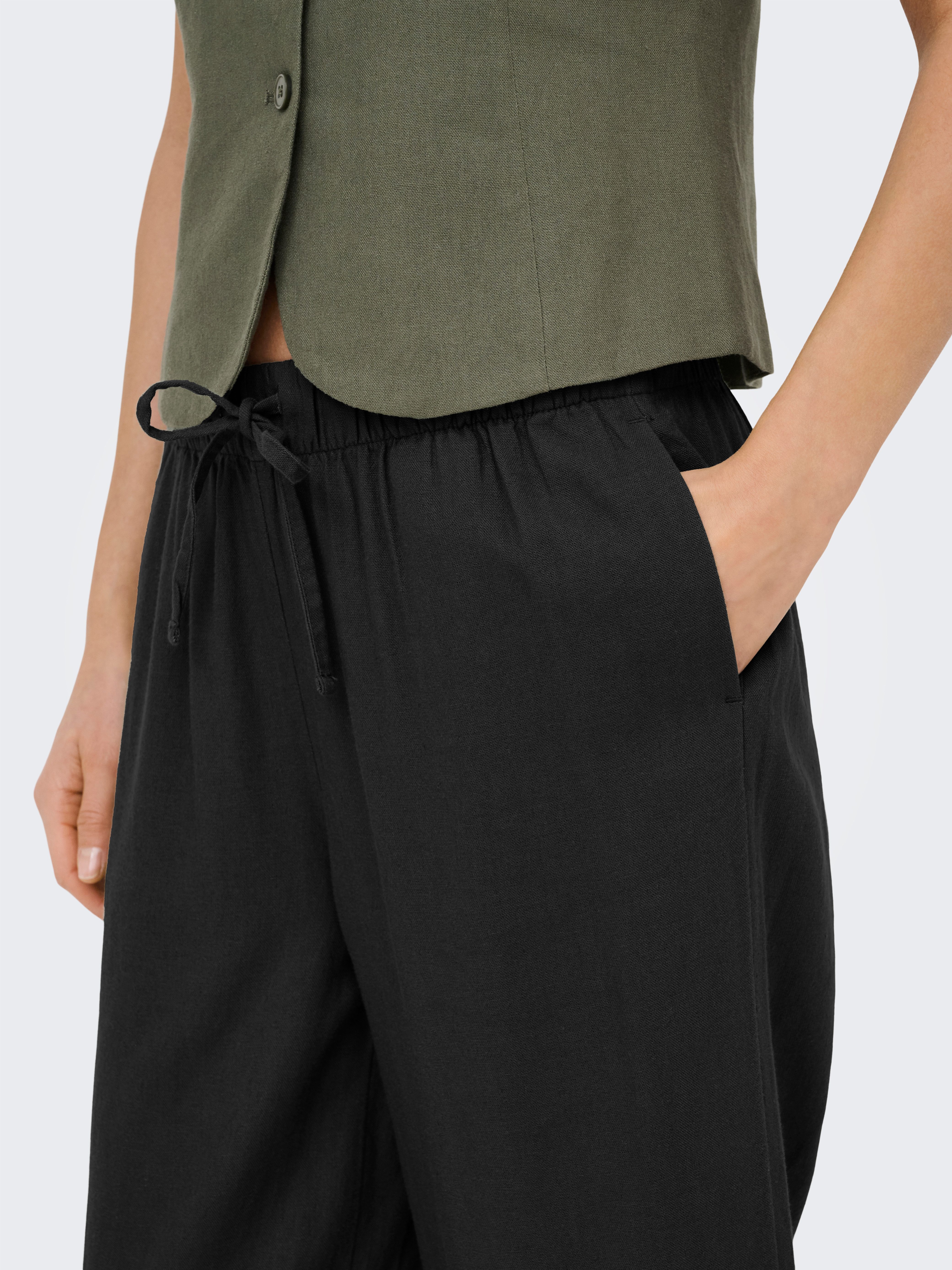 ONLY Culotte ONLGOA MW LIN BL PULL-UP CULOTTE CC PNT mit Leinen