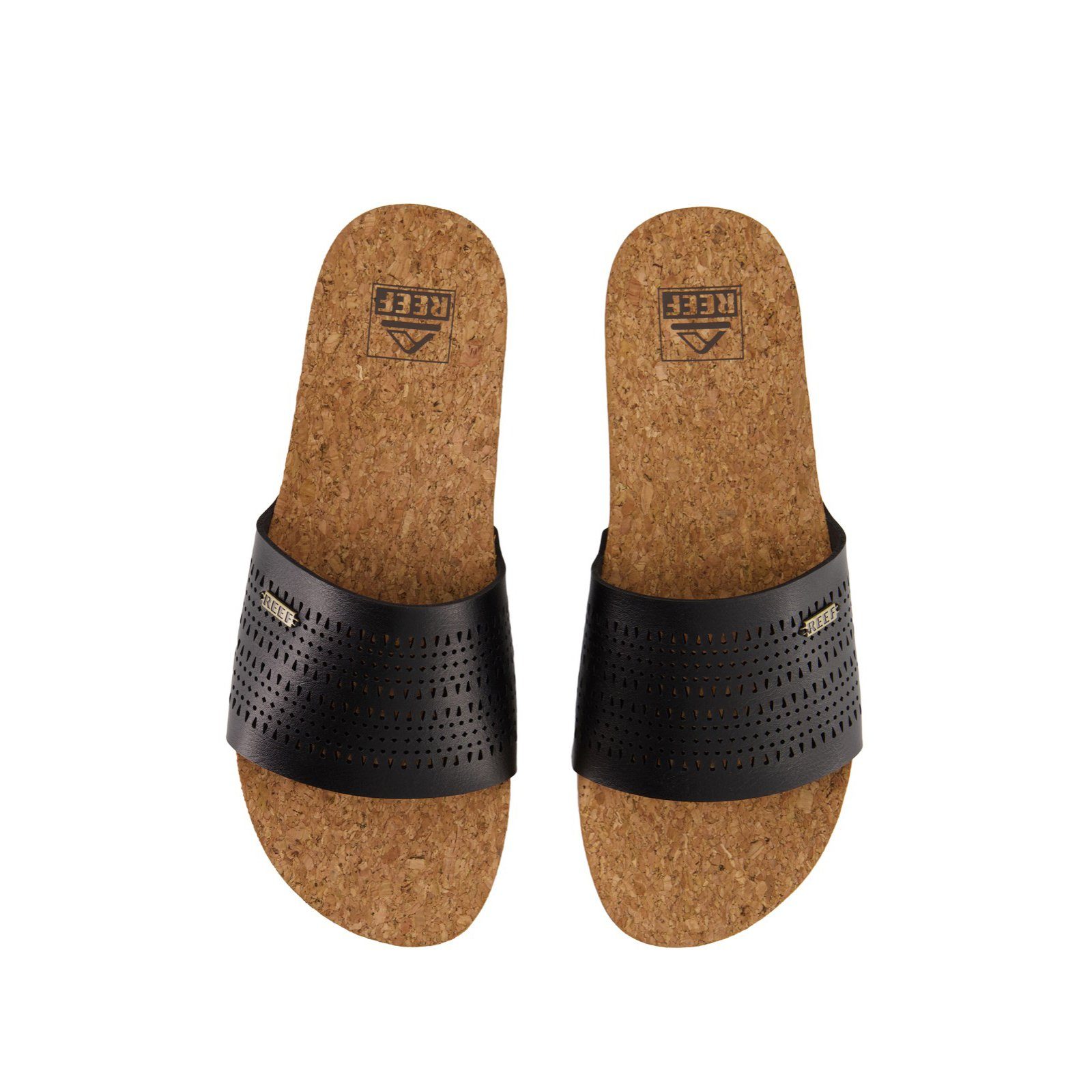 Reef Slipper Cushion Scout Perf geformtes Anatomisch Fußbett, Sandale Black/Tan Sohle (1-tlg) Leichte