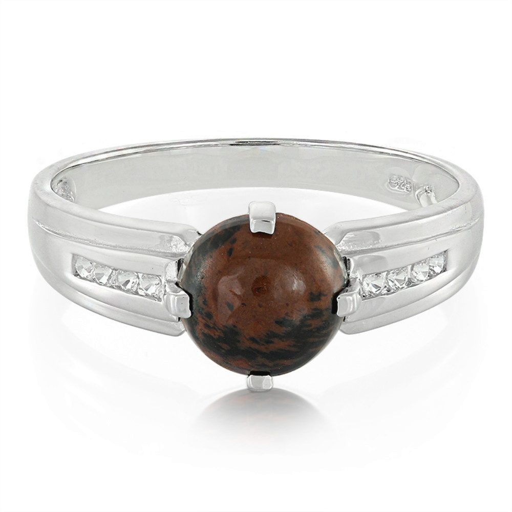 Cavill Silberring Cavill 925er Silberring mit 1,44 ct Mahagoni Obsidian & Topasen (1-tlg)
