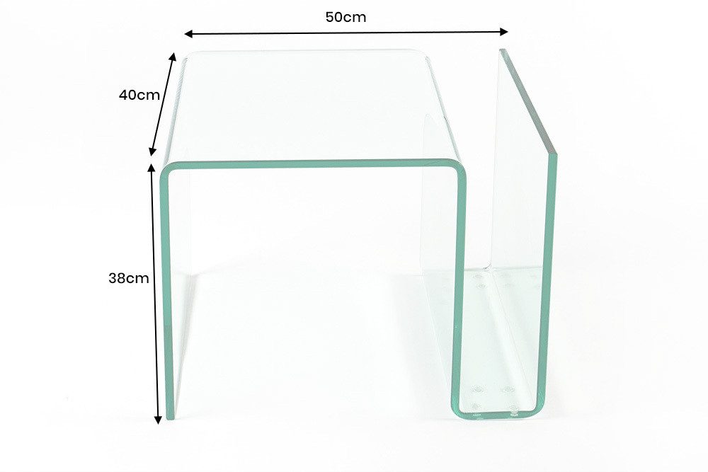 riess-ambiente Couchtisch FANTOME 50cm transparent, Wohnzimmer · eckig · Glas · mit Ablagefach