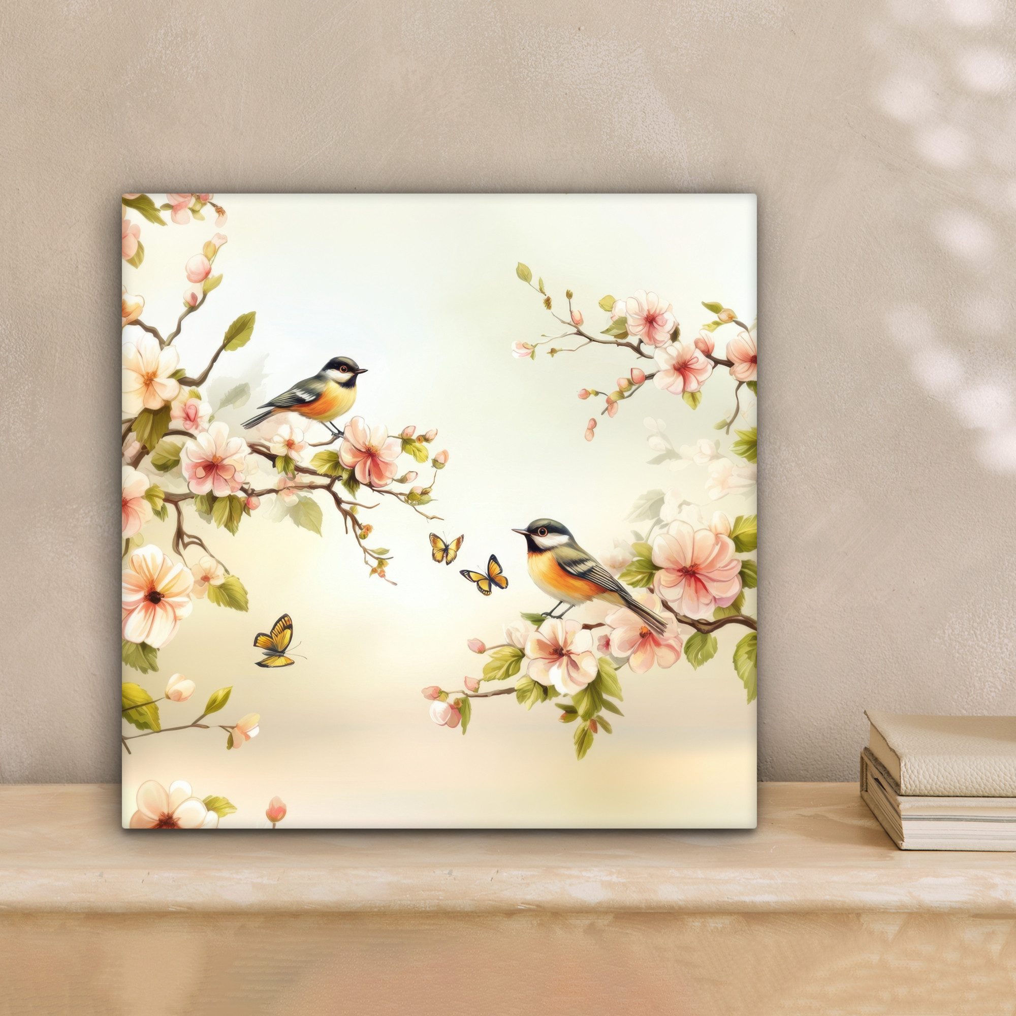 OneMillionCanvasses® Leinwandbild Äste - Blumen - Vögel - Rosa, Fotodruck ( günstig online kaufen