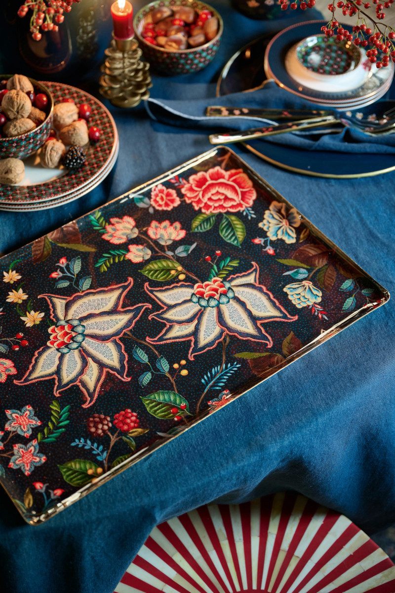 PiP Studio Dekotablett Berry Blues Metalltablett blau 48x32cm