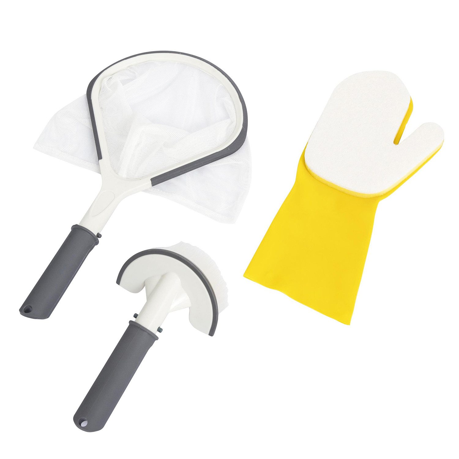 Bestway Reinigungs-Set LAY-Z-SPA® Xtras All in One, (Set, 3-St., Inkl. Kescher, Bürste & Reinigungshandschuh), Schonende Reinigung des Spas