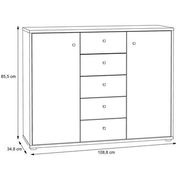 Newroom Kommode Lucius, Kommode Artisan Eiche Modern Sideboard Highboard Büro