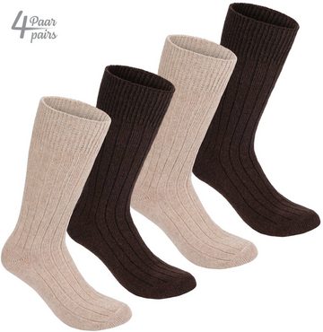 BRUBAKER Socken Alpaka Socken aus 100% Alpakawolle - Warme Feinstrick Wintersocken (Damen und Herren Feinsocken, 4-Paar, Alpakasocken) hohe Unisex Wollsocken für Männer und Frauen