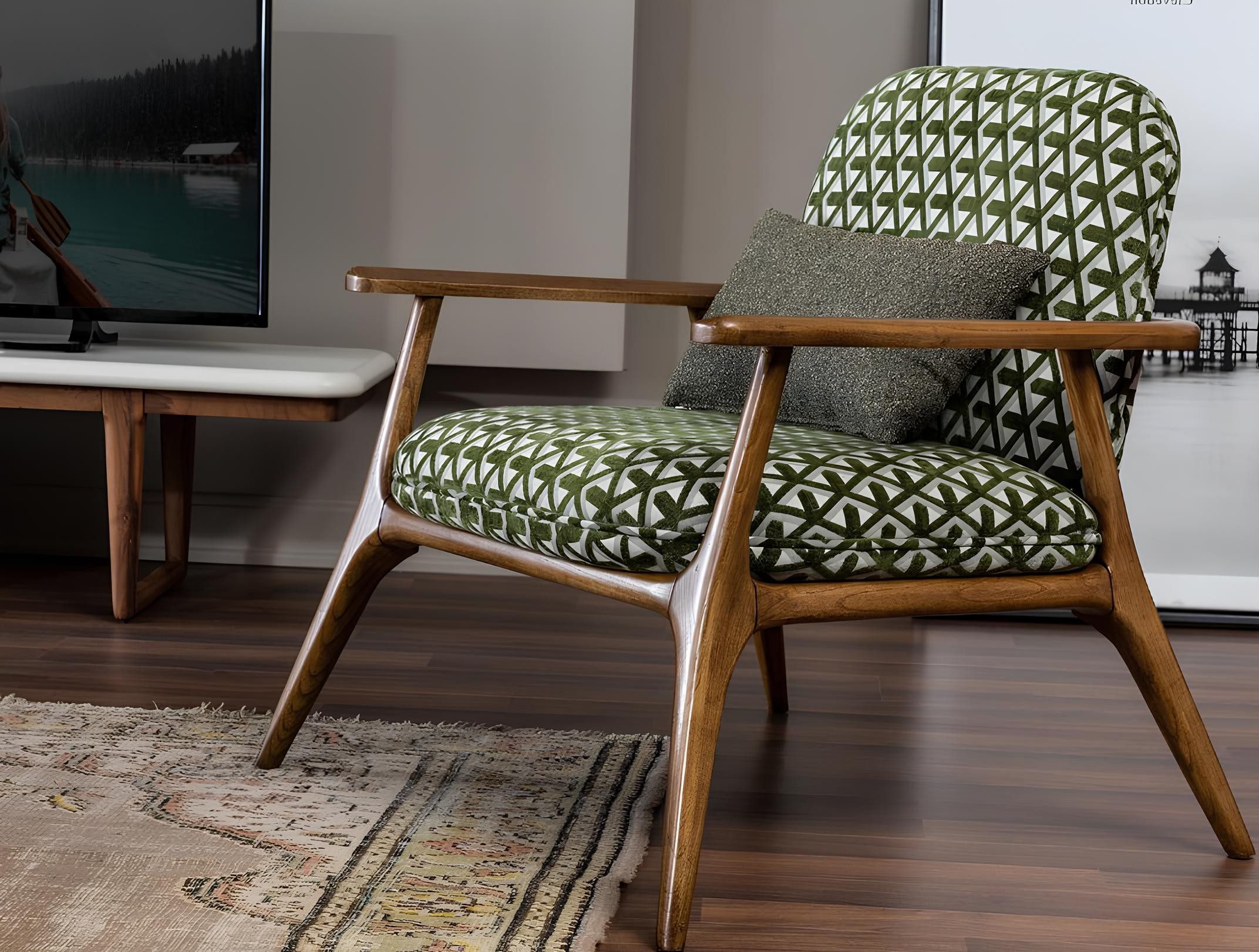 Xlmoebel Ohrensessel Modernes Design Sessel in Grau und Grün aus Stoff (1-St., Ohrensessel), Made in Europa