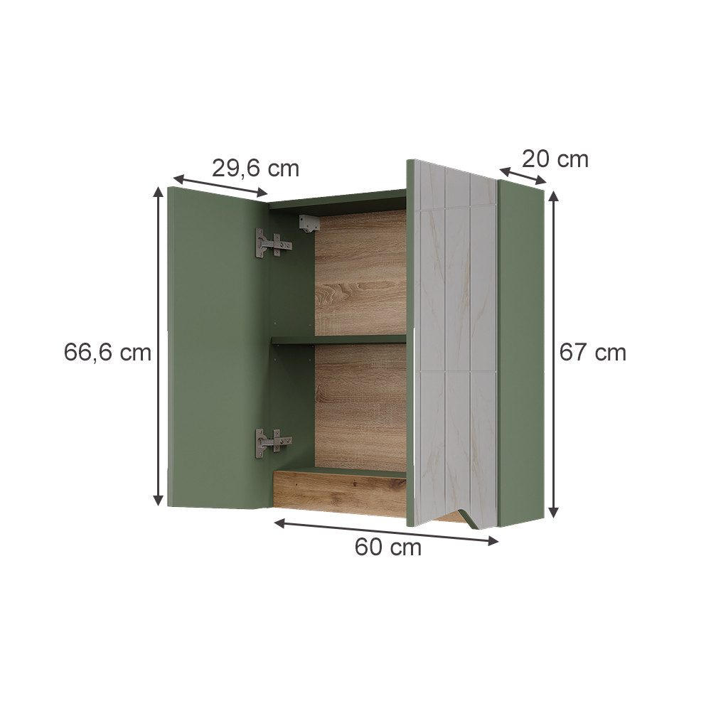 Vicco Badezimmerspiegelschrank Marelle, Grün/Artisan, 60 x günstig online kaufen