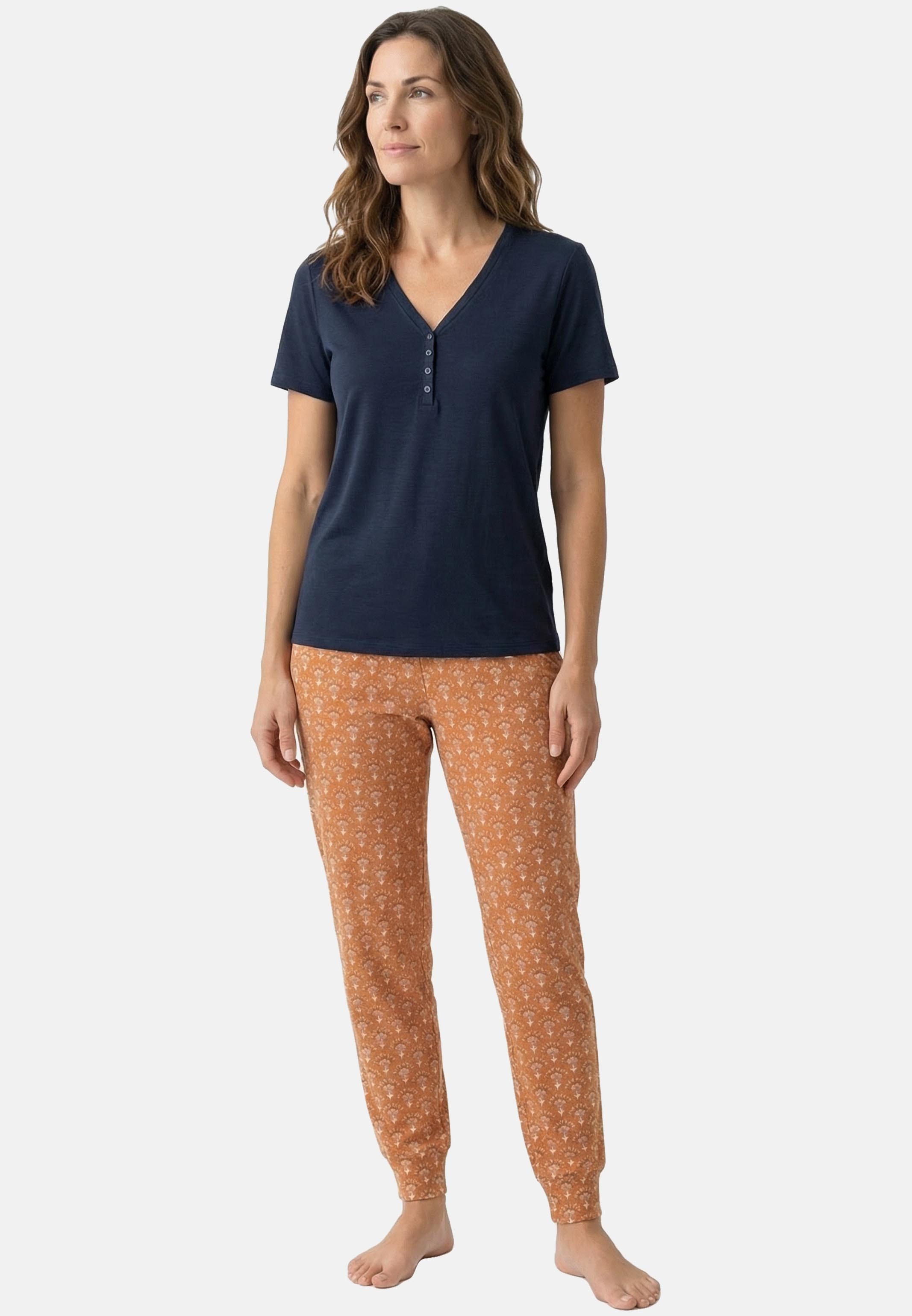 Schiesser Pyjama Mix & Relax (Set, 2 tlg) Schlafanzug - Baumwolle - Atmungsaktiv