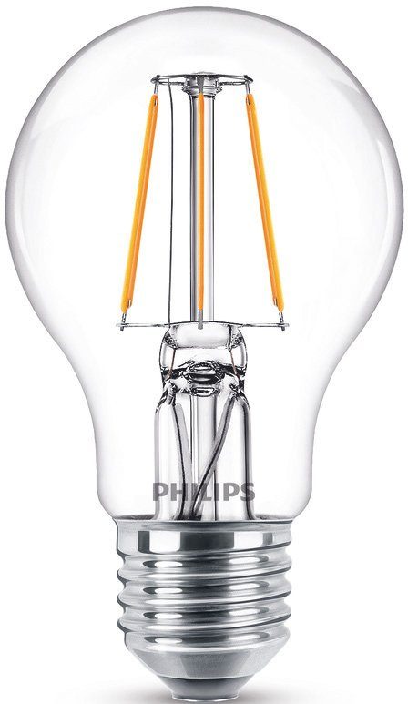 Philips LED-Leuchtmittel Classic Lampe, E27, Warmweiß, LED 40W E27 Warmweiß 470lm klar 3erPack