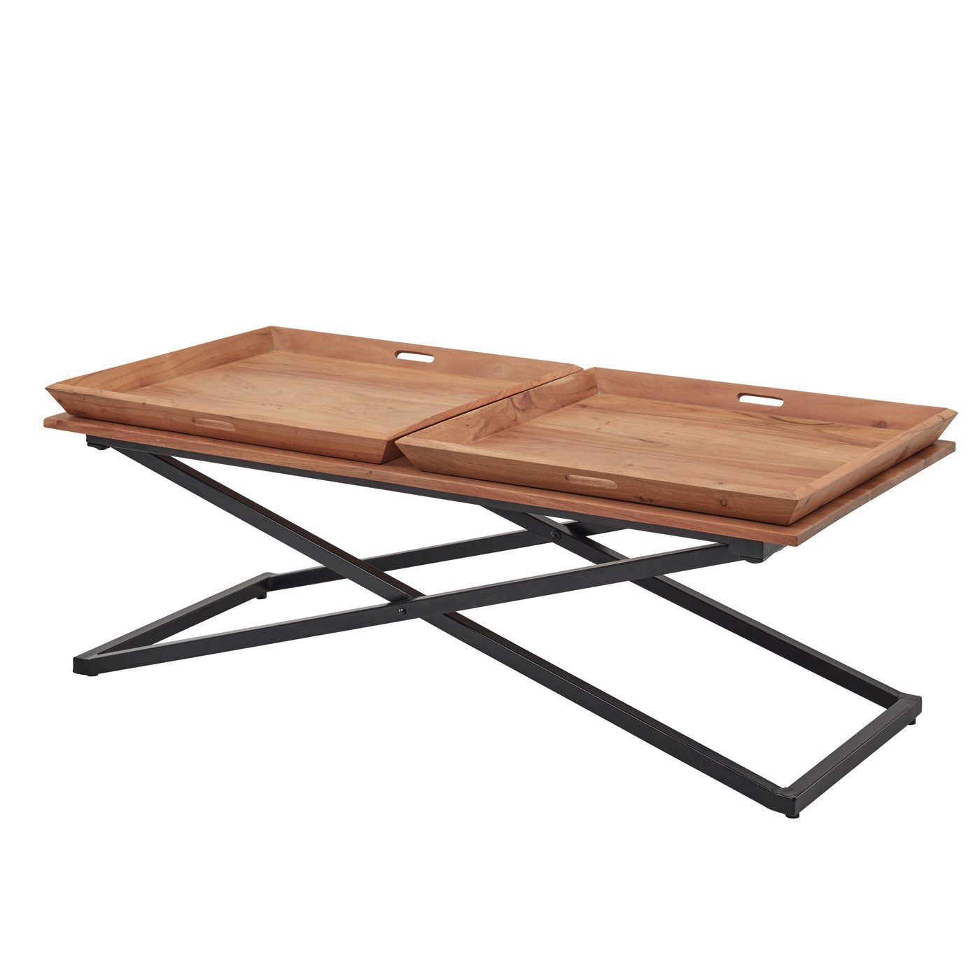 Möbel Akut Couchtisch Couchtisch Allround Tischplatte 2 Tabletts Akazie massiv