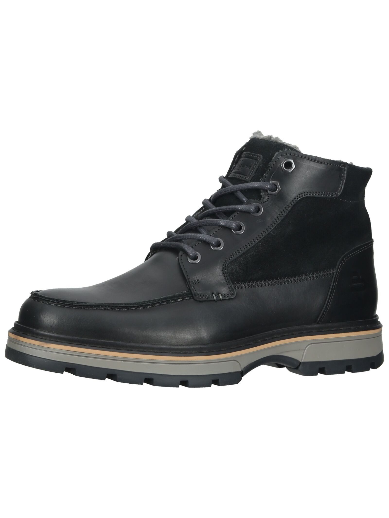 Stiefelette Leder/Textil . Schnürstiefelette