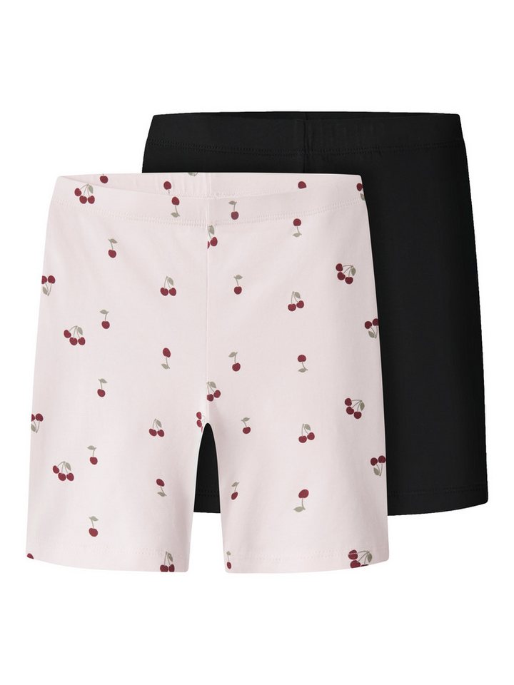 Name It Radlerhose NKFVIVIAN 2P AOP SHORT LEGGING NOOS (Packung, 2-tlg) Baumwollmischung, elastischer Bund, bedruckt und uni im Set