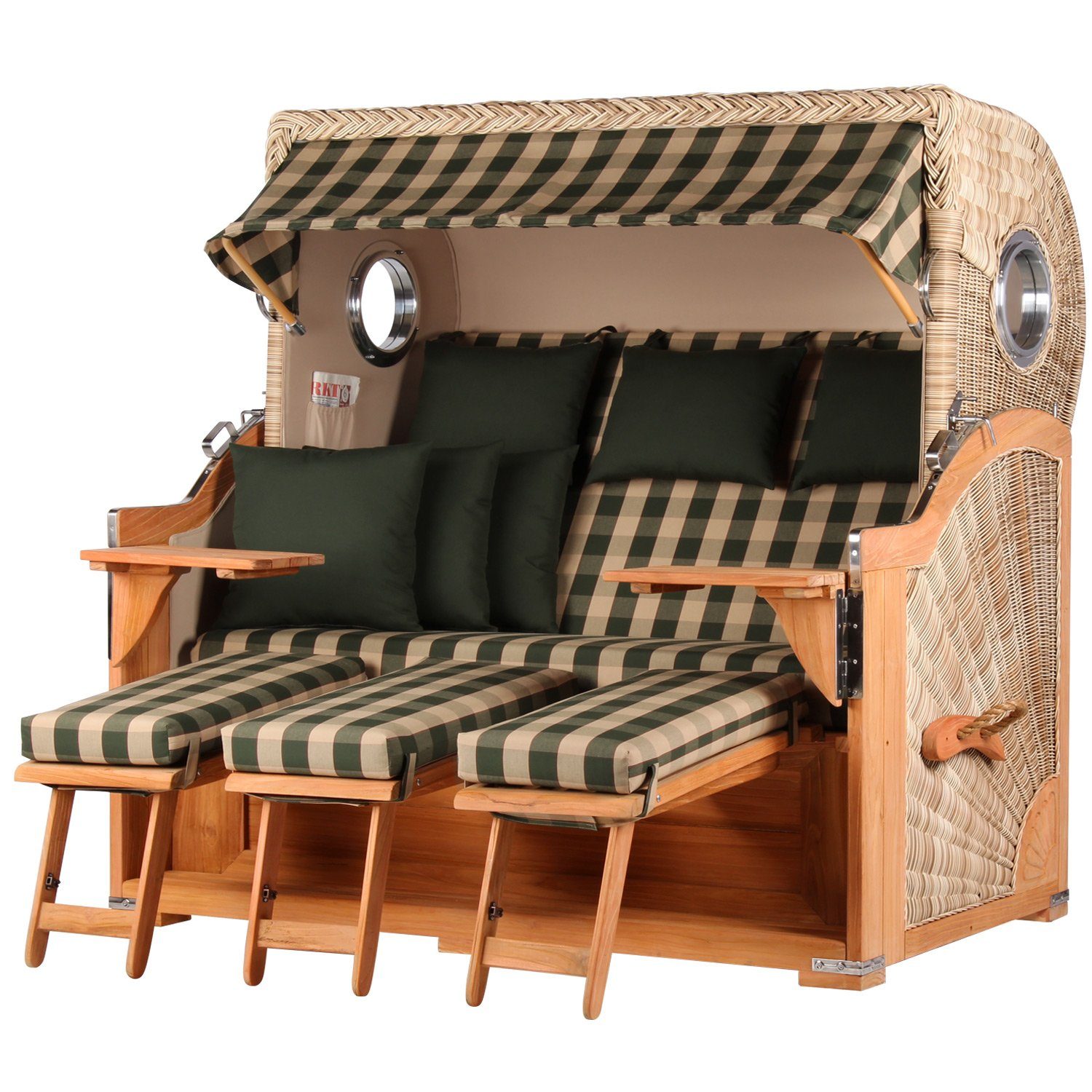 bene living Strandkorb »Königssee Dreisitzer Teak Bullauge PE shell