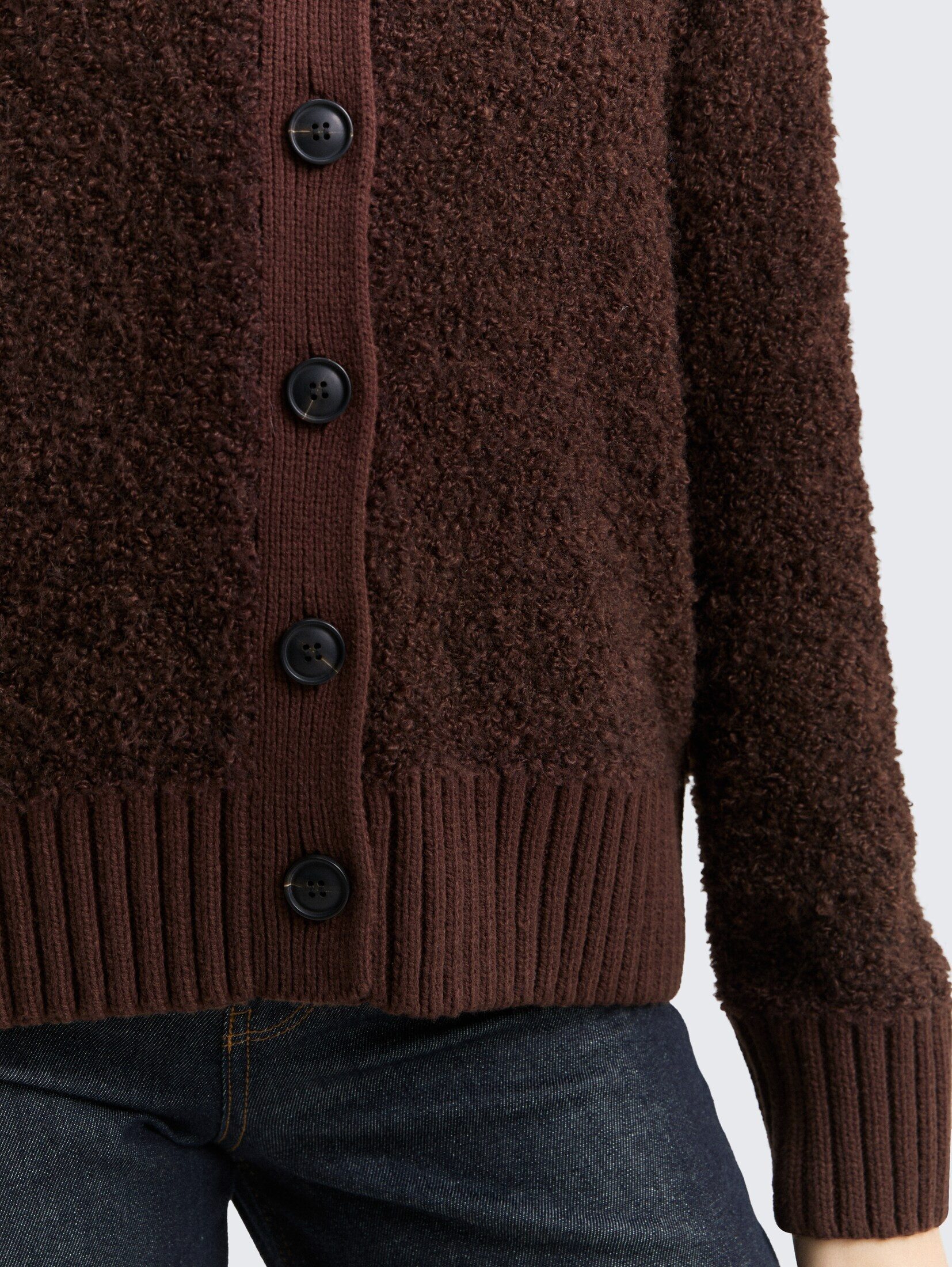 TOM TAILOR Cardigan Pullover & Strickjacken Bouclé Cardigan mit Wollanteil