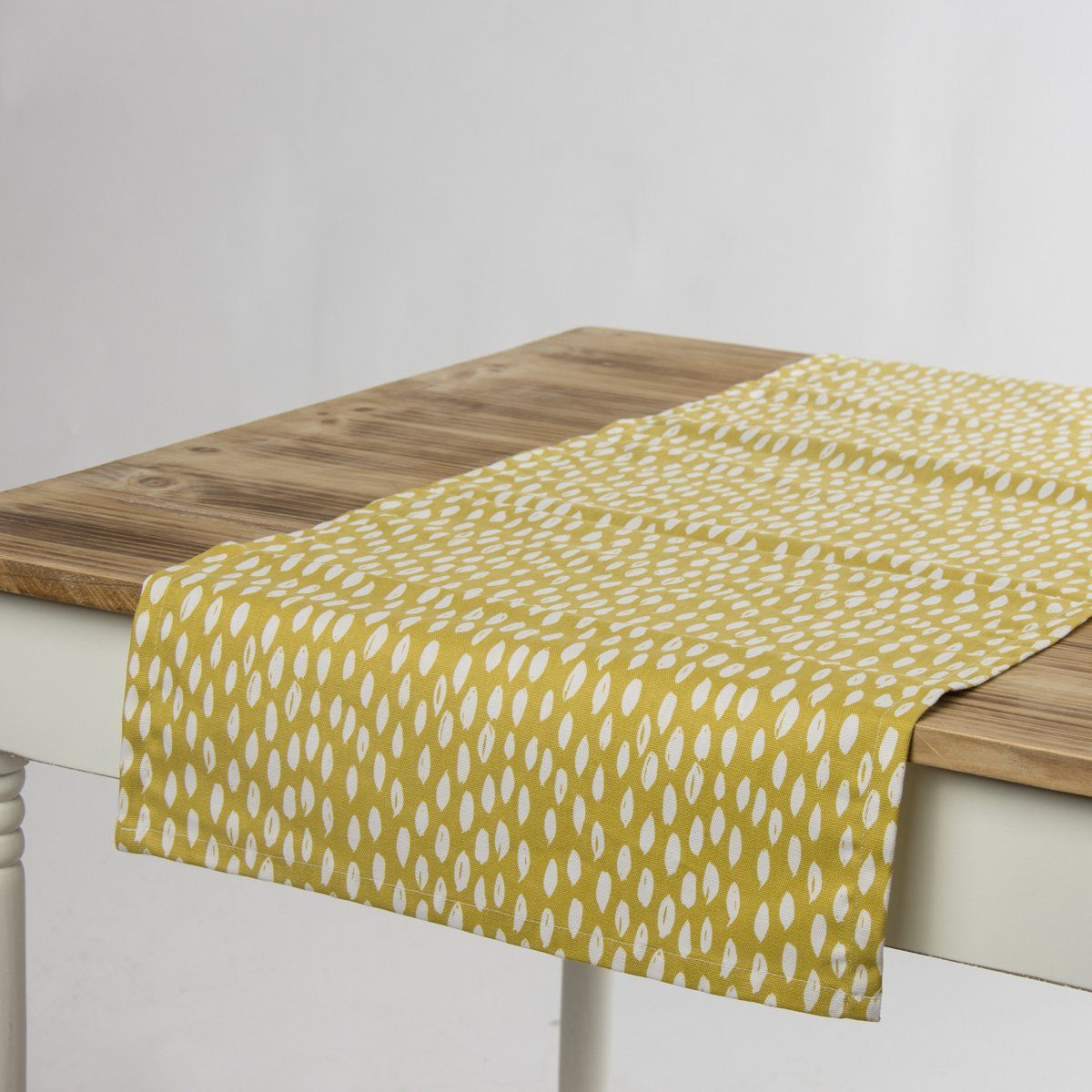 SCHÖNER LEBEN. Tischläufer Schöner Leben Tischläufer Bayside Honeydew ocker gelb weiß 40x160cm, handmade