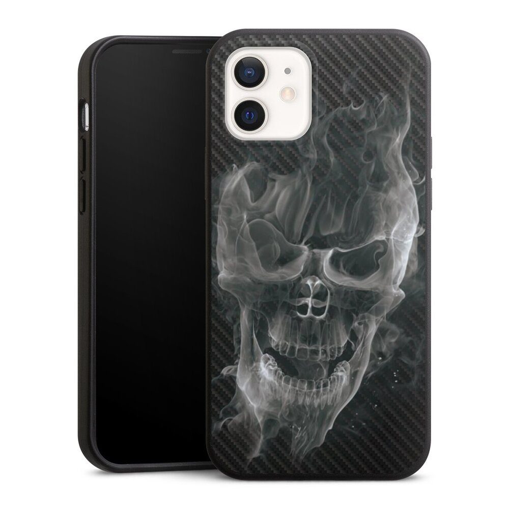 Handyhülle Totenkopf Schädel Carbon Smoke Skull Carbon