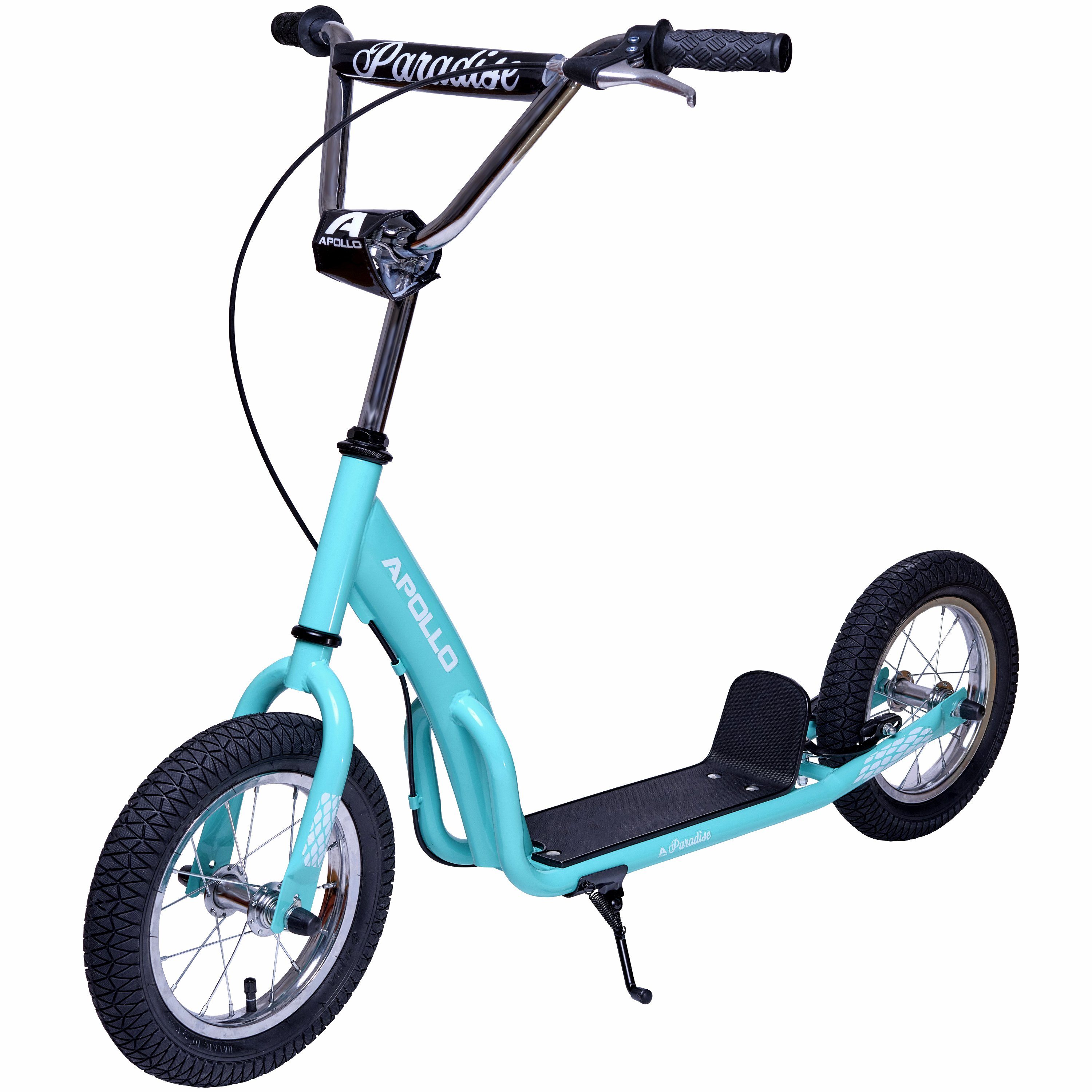 Apollo Scooter Retro Scooter Paradise City Roller mit 12,5 Zoll Luftreifen, Tretroller für Kinder und Jugendliche mit extra breiter Trittfläche