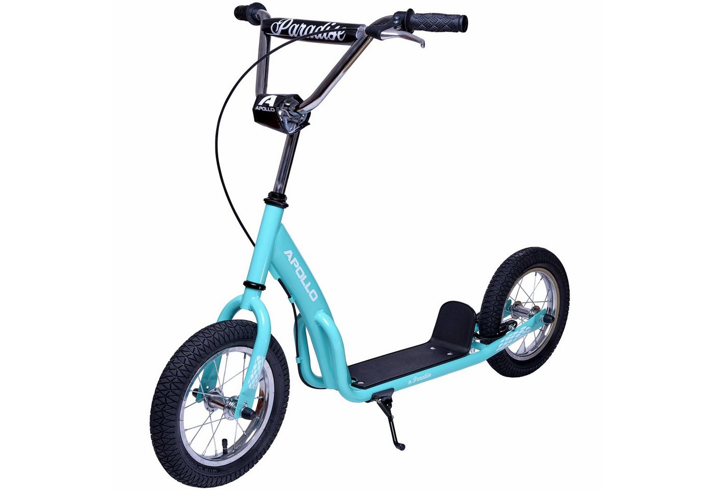 Apollo Scooter Retro Scooter Paradise City Roller mit 12,5 Zoll Luftreifen, Tretroller für Kinder und Jugendliche mit extra breiter Trittfläche
