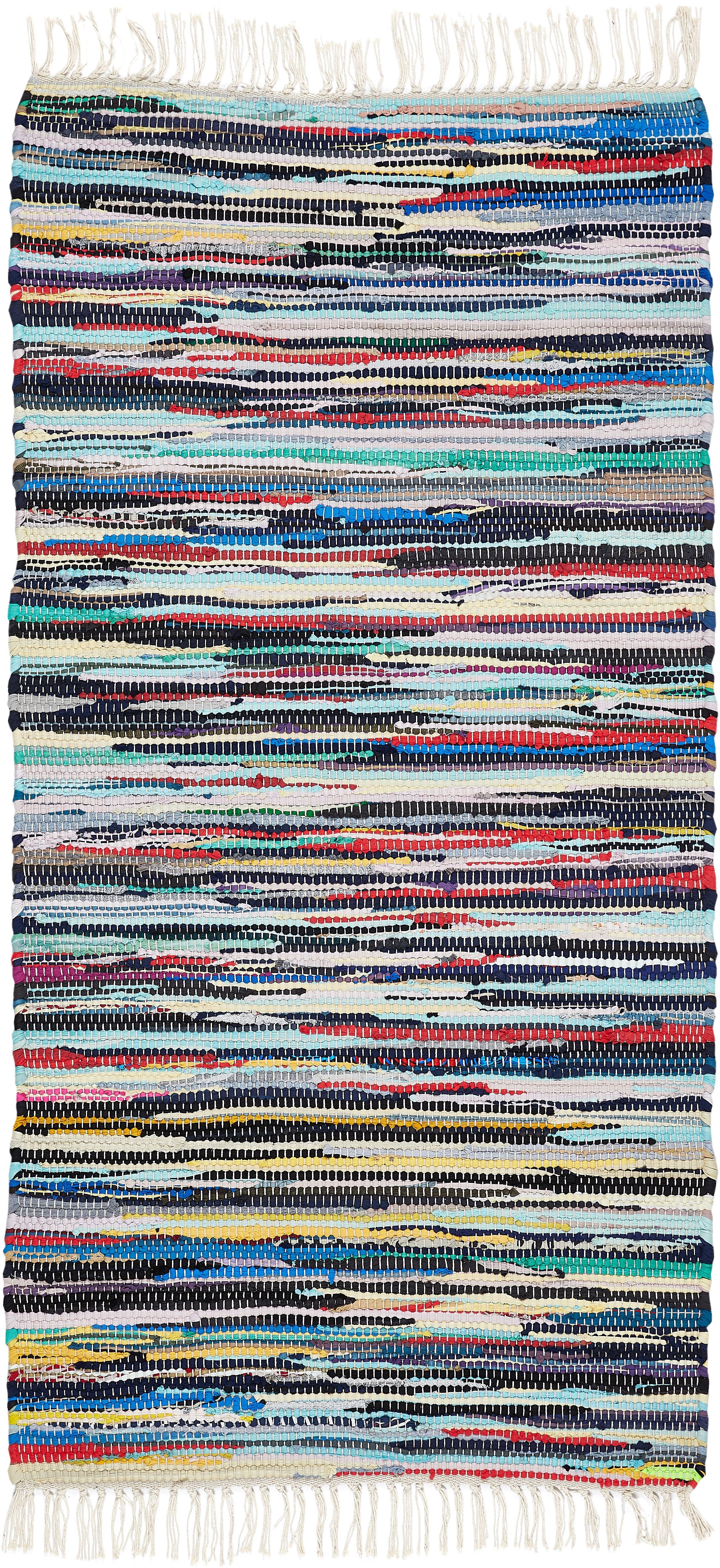 Teppich Multi, Andiamo, 10 reine Fransen mit handgewebt, mm, Baumwolle, Fleckerl, Höhe: rechteckig, Flachgewebe