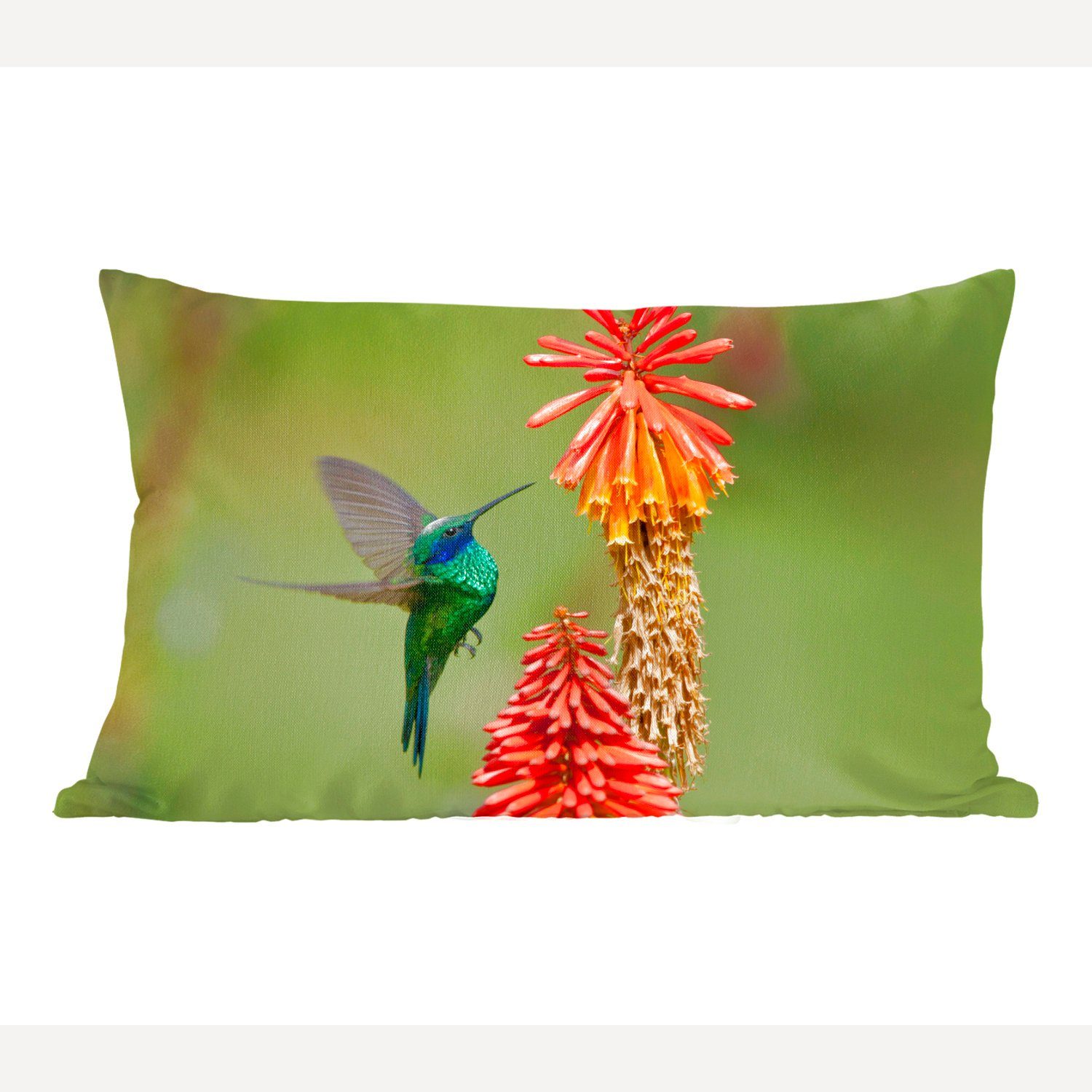 MuchoWow Dekokissen Vogel - Kolibri - Blumen, Wohzimmer Dekoration, Zierkissen, Dekokissen mit Füllung, Schlafzimmer