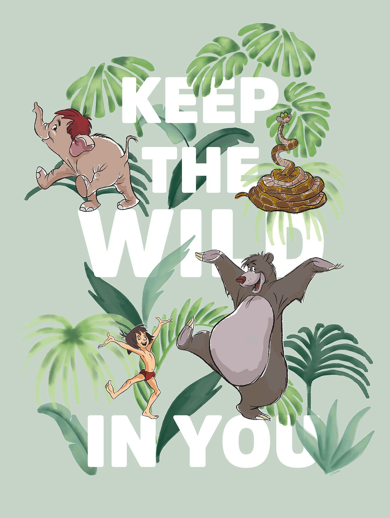 Komar Bild Jungle Book Keep the Wild, Disney (1 St), Wandbild zur Dekoration im Kinderzimmer - ohne Rahmen