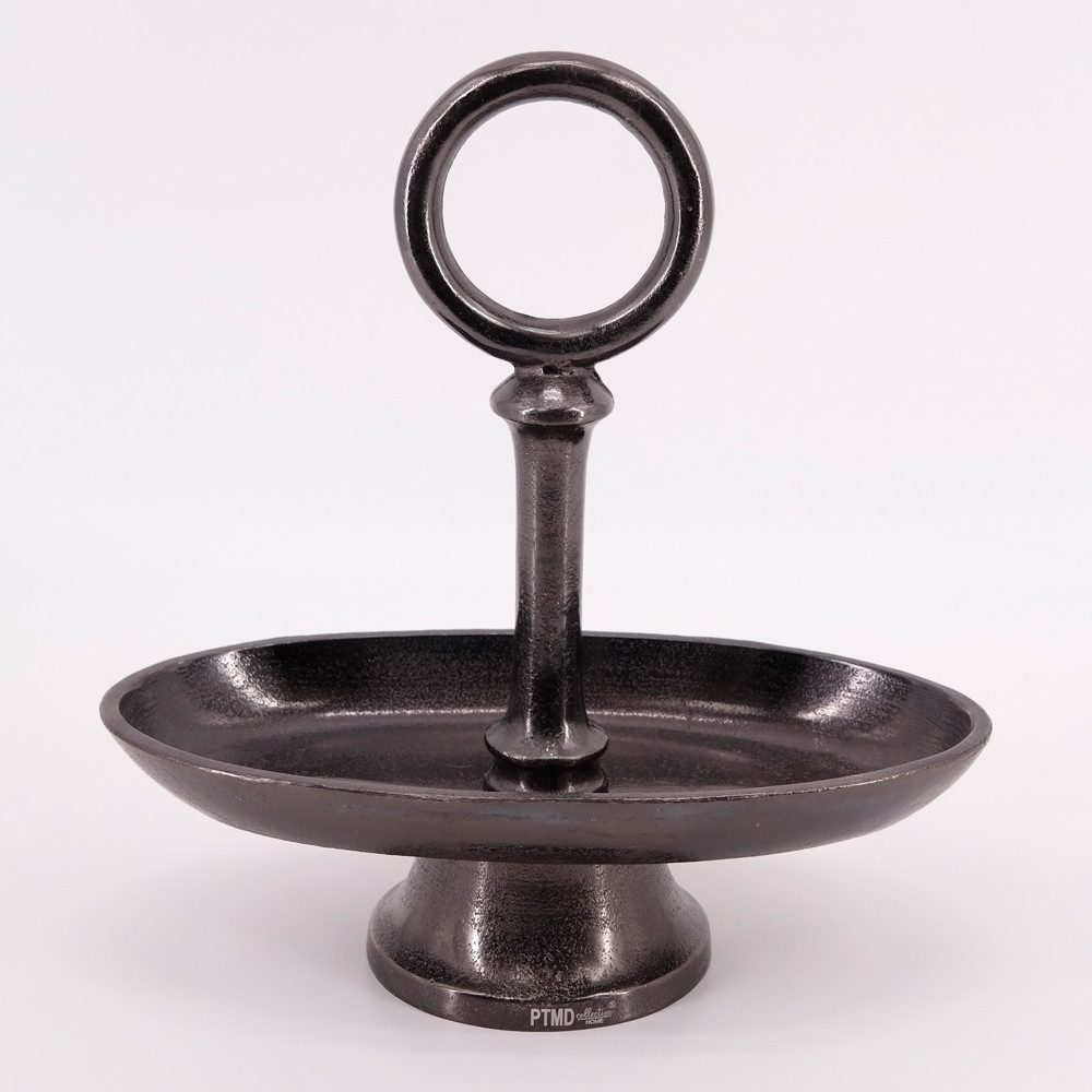 PTMD Dekoschale Schale auf Fuß von PTMD Etagere mit Tragegriff Aluminiumguss Antik, mit Tragegriff
