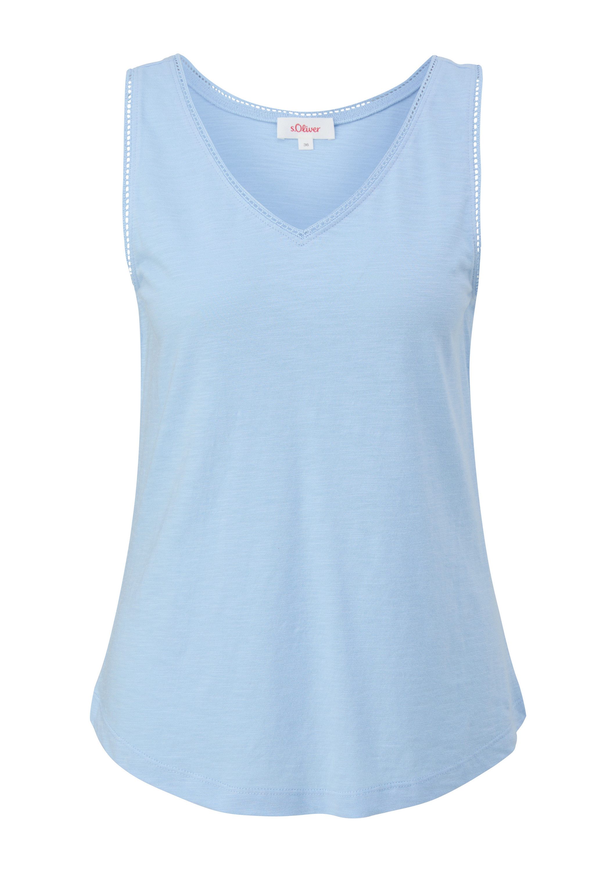 s.Oliver Muscleshirt T-Shirt Ärmelloses Top mit V-Ausschnitt und Flammgarns günstig online kaufen