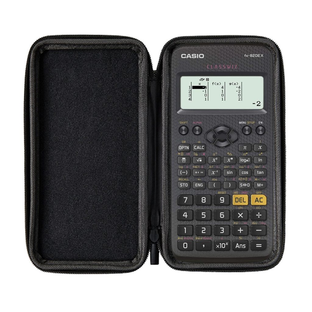 CASIO Taschenrechner fx-82DE X inkl. Schutztasche Blau & Fachbuch (80 Seiten, DIN A5)