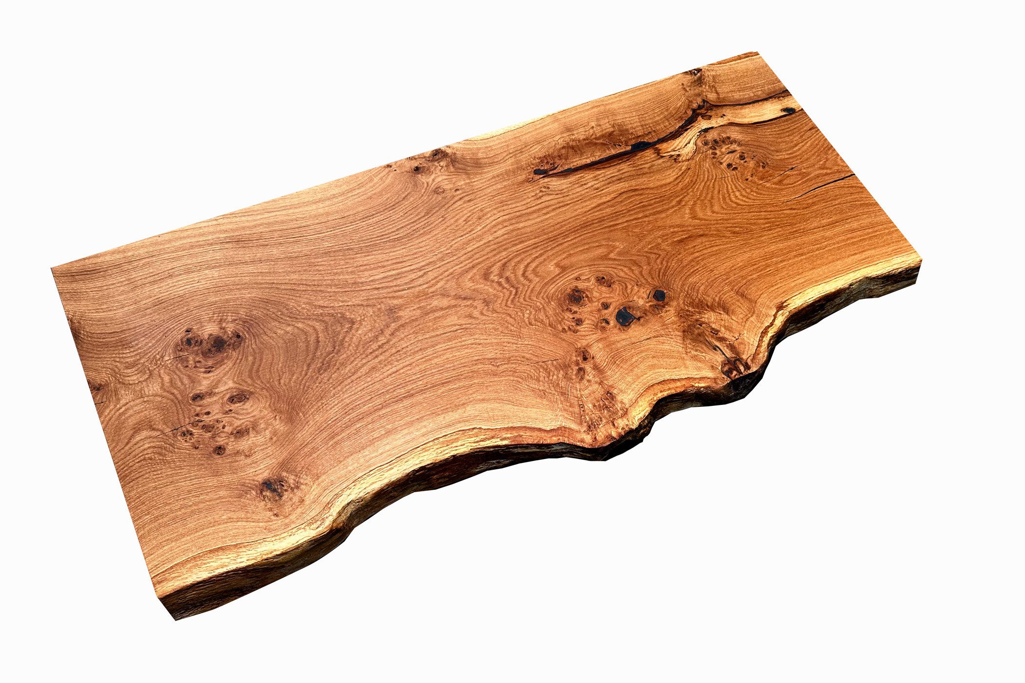 Living Oak Waschtischplatte Tischplatte Roseneiche Waschtischplatte (massive Tischplatte aus Eiche für Dein Badprojekt oder auch den kleinen Couchtisch), Tischplatte aus einem Stück Eiche mit Baumkante. Baumstammplatte.