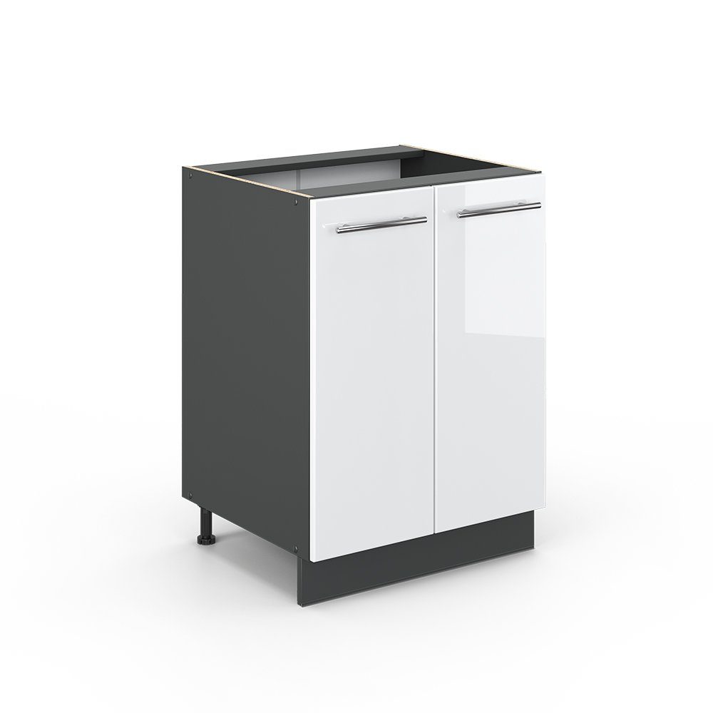 Vicco Unterschrank Fame-Line, Weiß Hochglanz/Anthrazit, 60 cm ohne Arbeitsplatte (1-St)