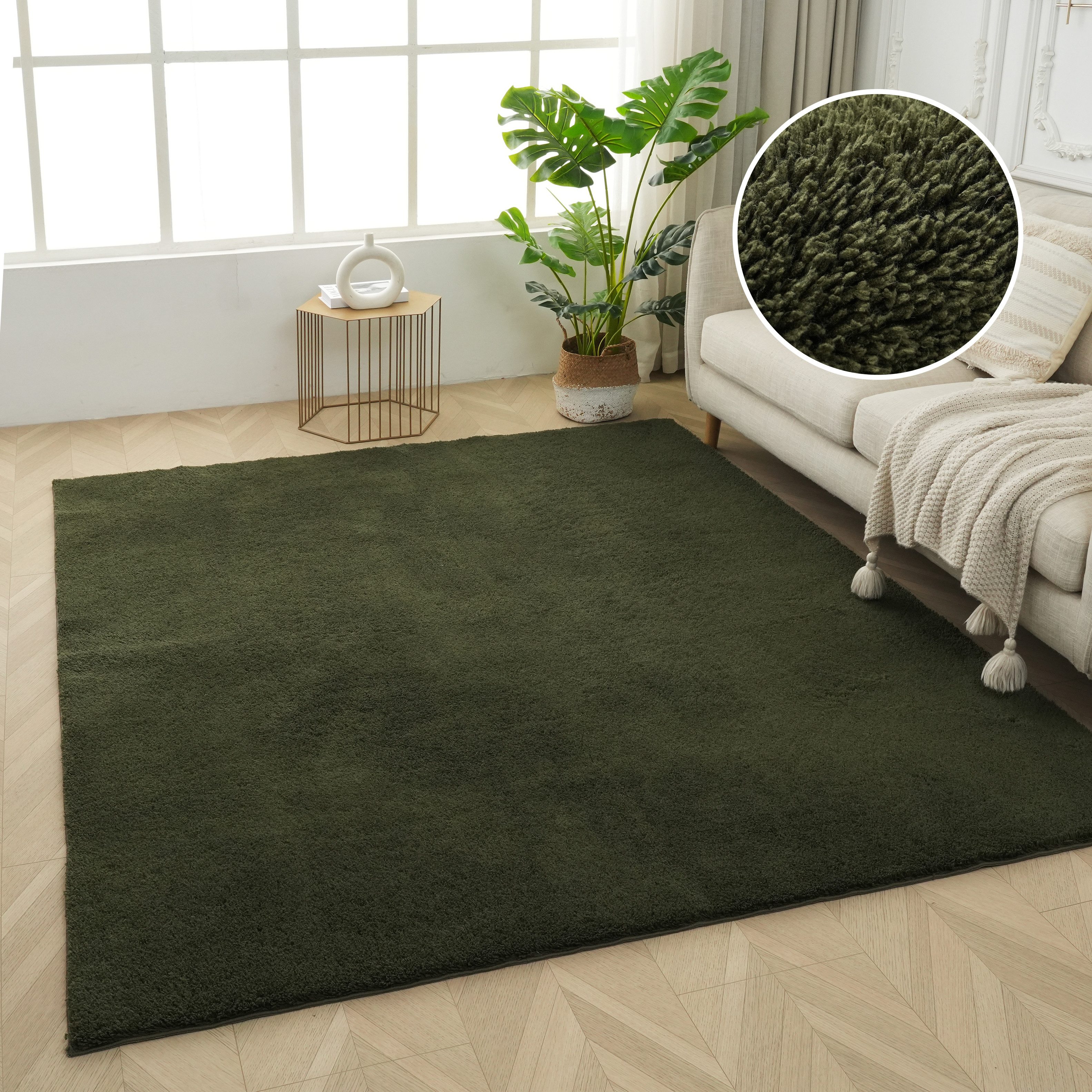 OTTO home Teppich Cali Shaggy, rechteckig, Höhe: 22 mm, Uni-Farben, kuschelig, & weich, waschbar, Wohnzimmer, Schlafzimmer
