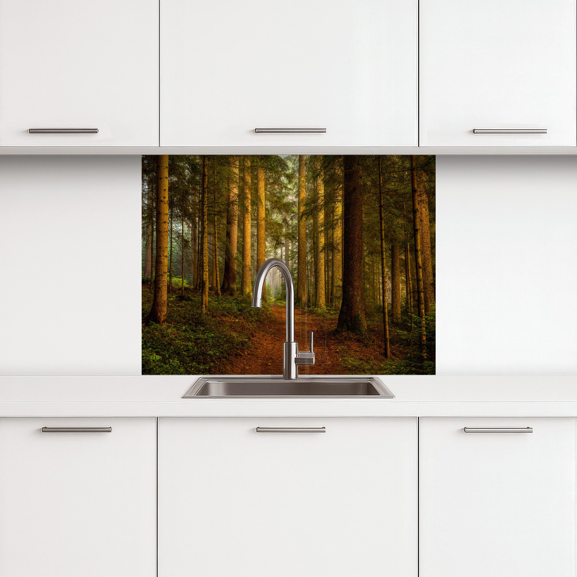 KitchenYeah Küchenrückwand selbstklebend Wald - Natur - Bäume - Landschaft günstig online kaufen