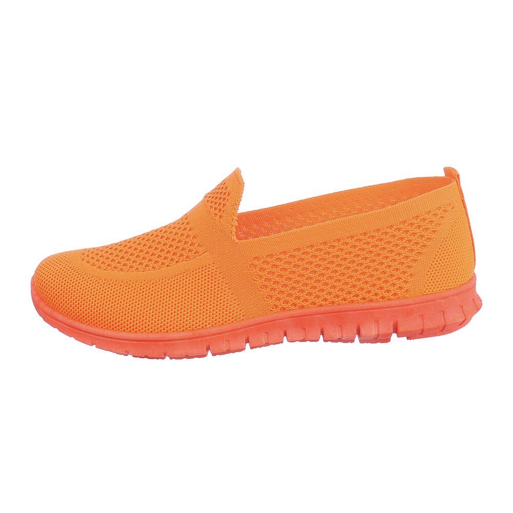 Slipper Freizeit Flach in Orange Low Ital-Design Damen Sneakers Low-Top