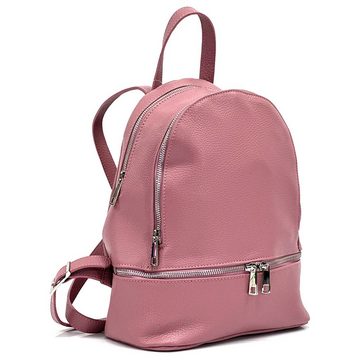 FLORENCE Cityrucksack Florence Rucksack Damen Echtleder (Cityrucksack), Damen Leder Cityrucksack, rosa ca. 32cm