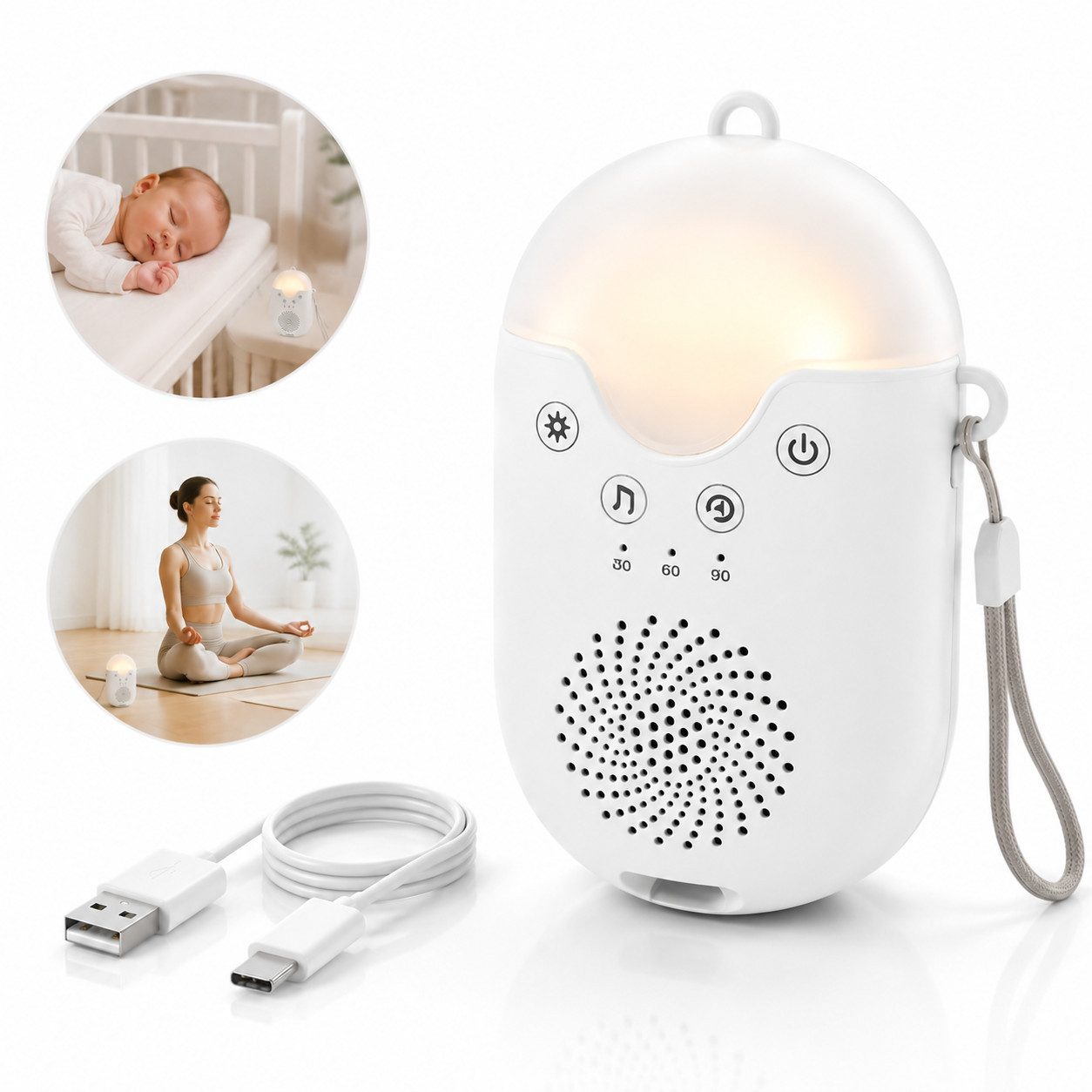 ibettertec White Noise Machine Durchschlafhilfe für Babys & Erwachsene Einschlaf Bluetooth-Kopfhörer (Kinderwagen Zubehör, Baby Erstausstattung, Geschenk für Eltern)