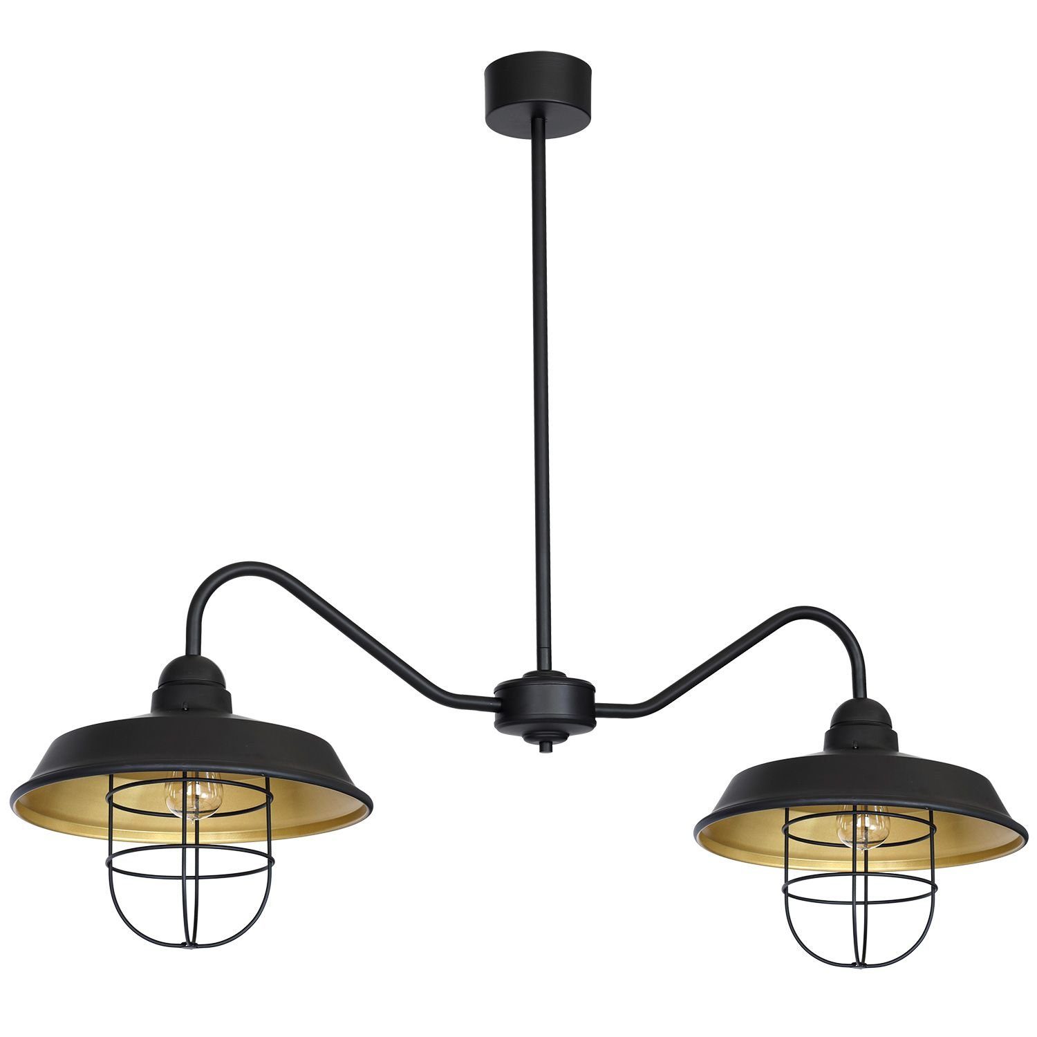 Licht-Erlebnisse Deckenleuchte PARK, Vintage 120 cm ohne 2-flammig E27 Metall in Schwarz lang Leuchtmittel, Industrie Gold