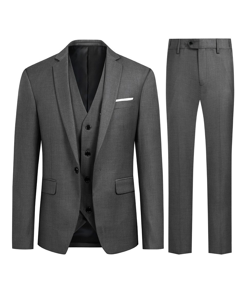 Allthemen Anzug (3 tlg) Herren Slim Fit Anzug Elegantes Anzugset für Business
