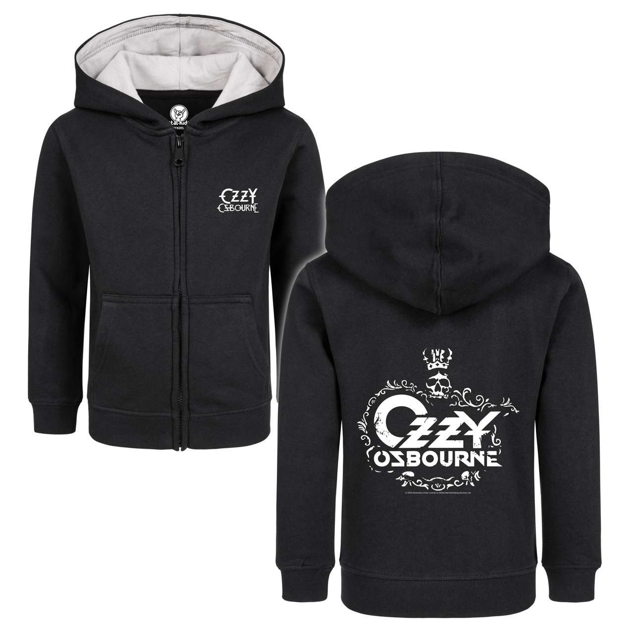Kapuzensweatjacke mit Ozzy Osbourne (Skull) Aufdruck für Kinder von 2–14 Jahren