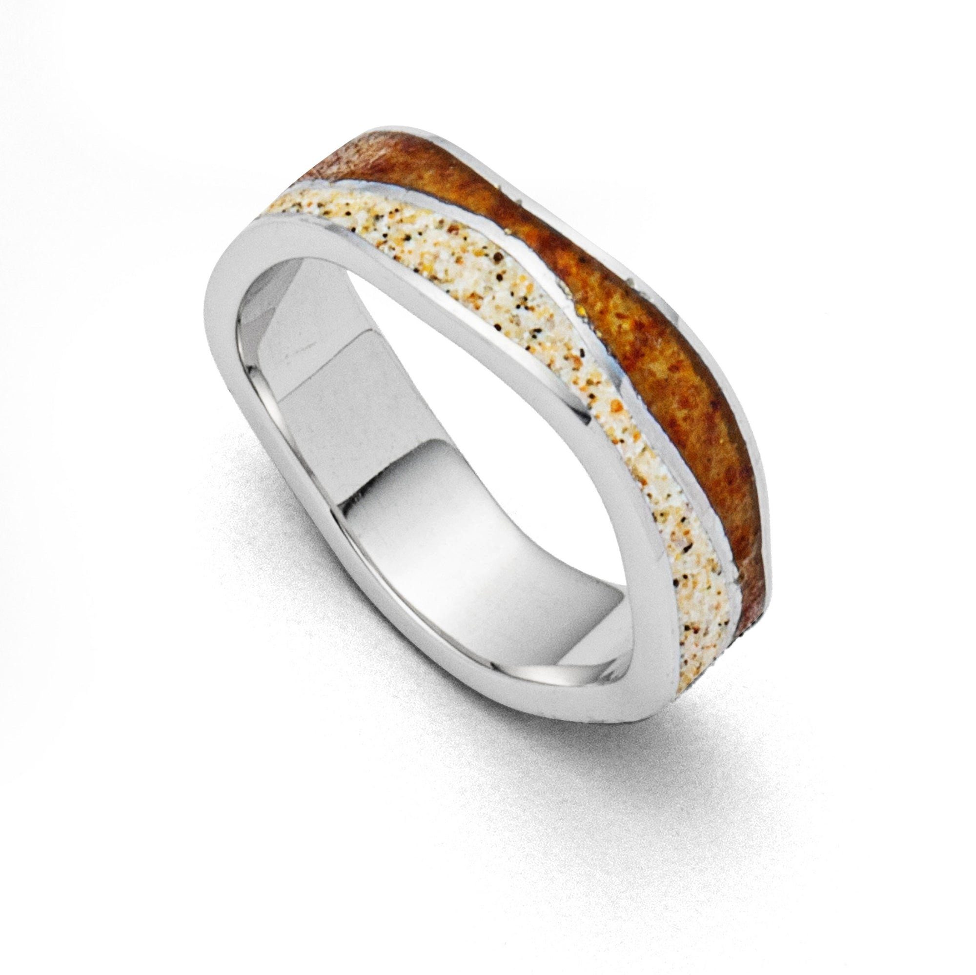 DUR Fingerring DUR Schmuck: Ring "Wellen" mit Strandsand und Bernstein R5475