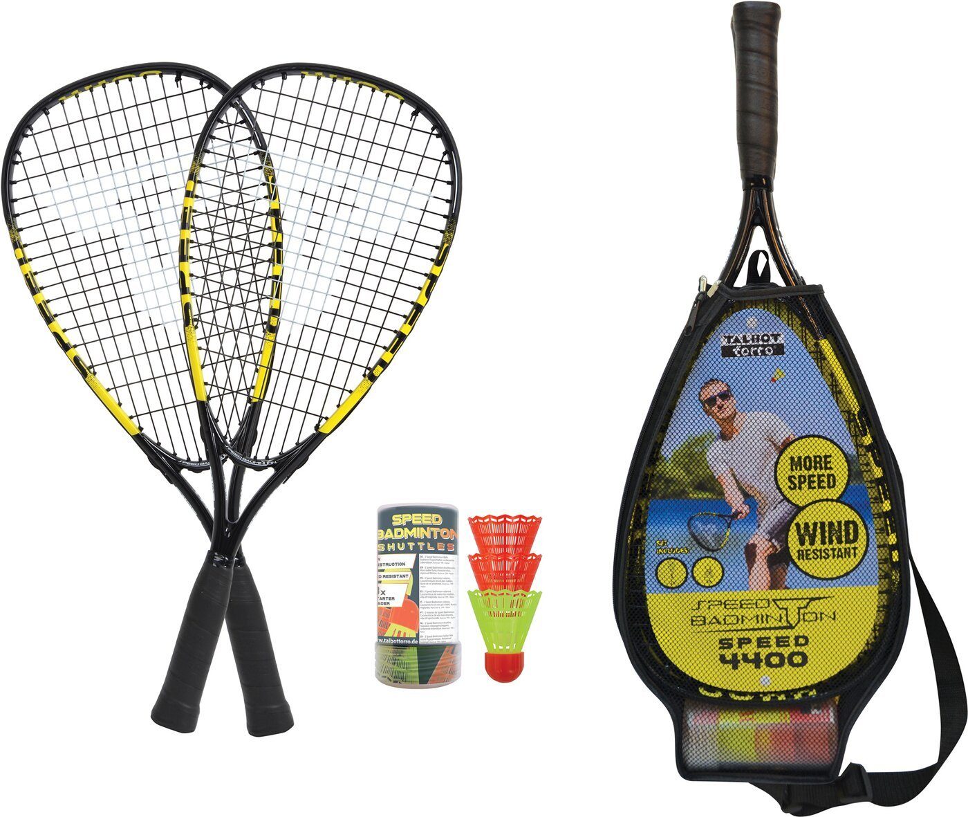 Talbot-Torro Speed-Badmintonschläger Speedbadminton Set SPEED 4400 im 3/4 Bag black/yellow, Keine Farbe