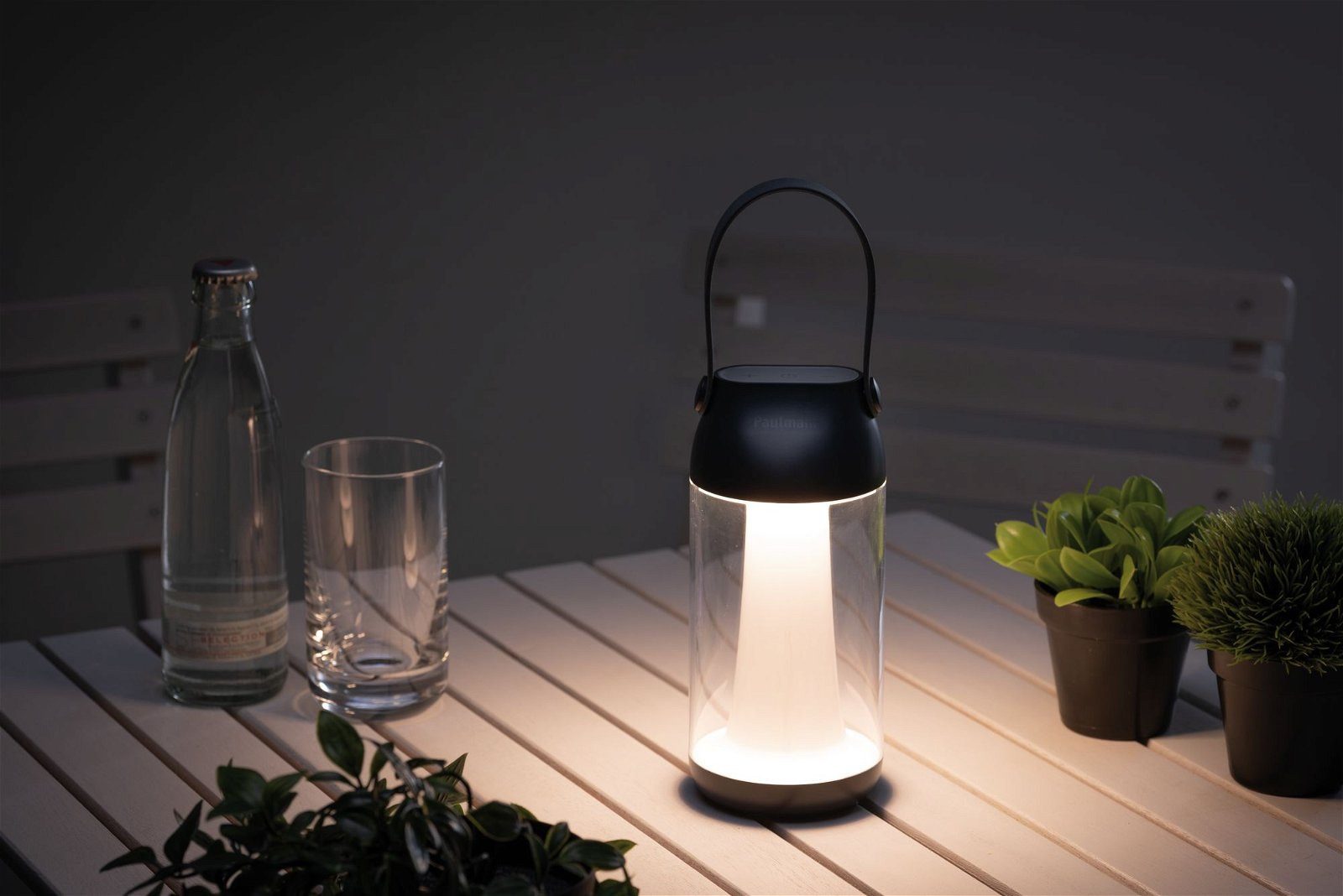 Paulmann LED Außen-Tischleuchte Akkuleuchte Cupulino IP44 3000K Transparent, Anthrazit, LED fest integriert, Warmweiß, dimmbar