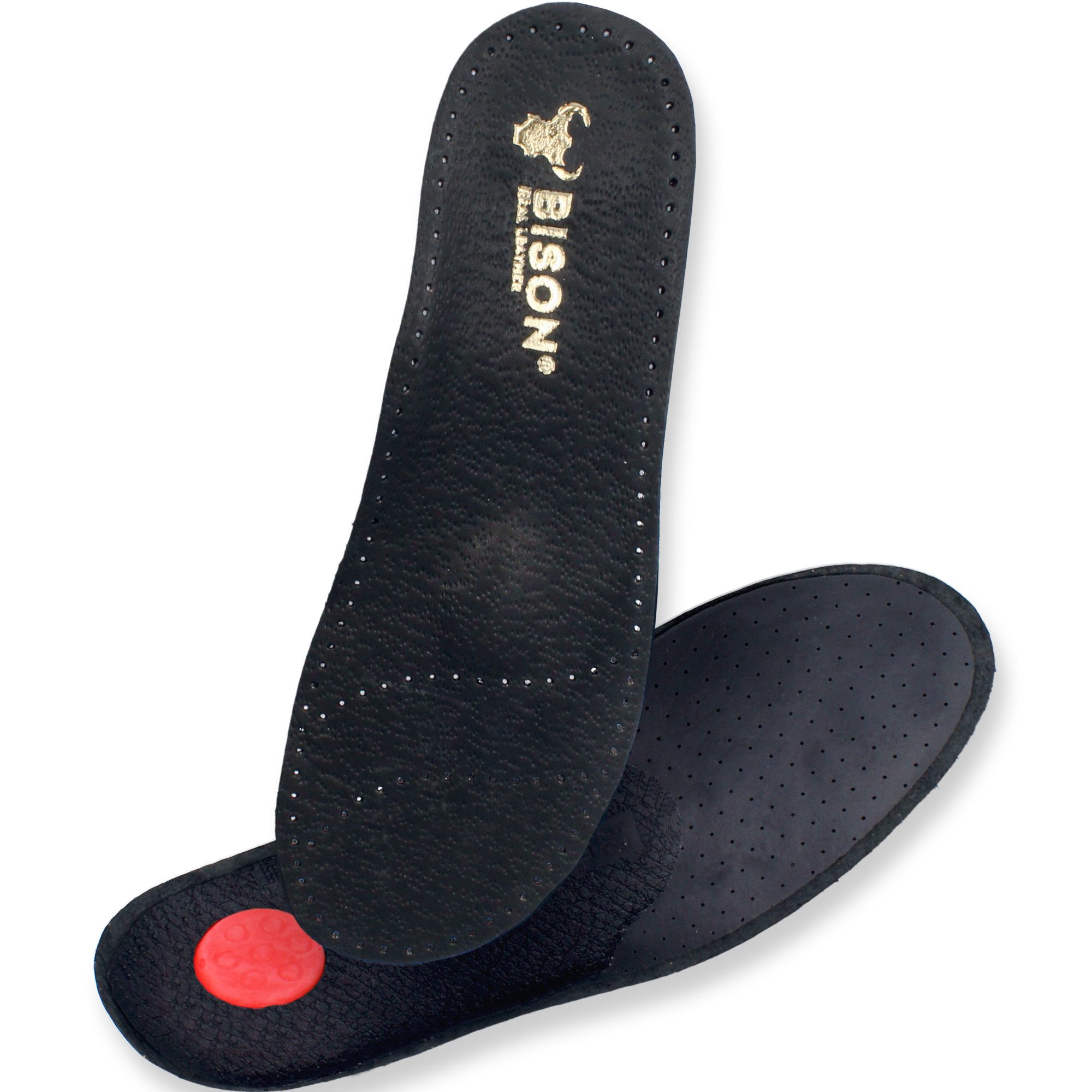 BISON Real Leather Einlegesohlen BISON Einlegesohlen aus Leder in Schwarz (Set, 1-tlg., 1 Paar, 3 Paar, 6 Paar), mit entlastendem Mittelfuß-Stützelement