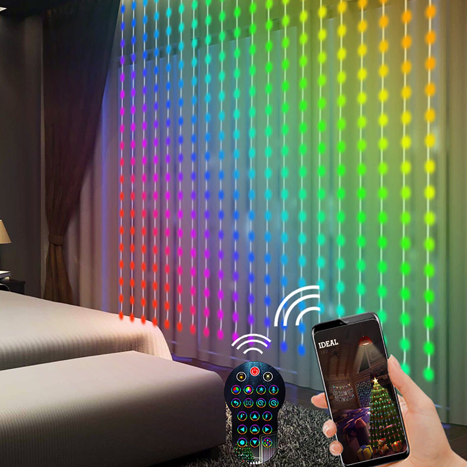 JOYOLEDER Lichterkette LED RGBIC Smart Selbermachen Lichtervorhang Lichterkette, 1m*1m, Weihnachten Party
