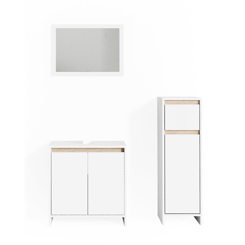 Vicco Badmöbel-Set Emma, Weiß/Sonoma, 3 Teile, günstig online kaufen