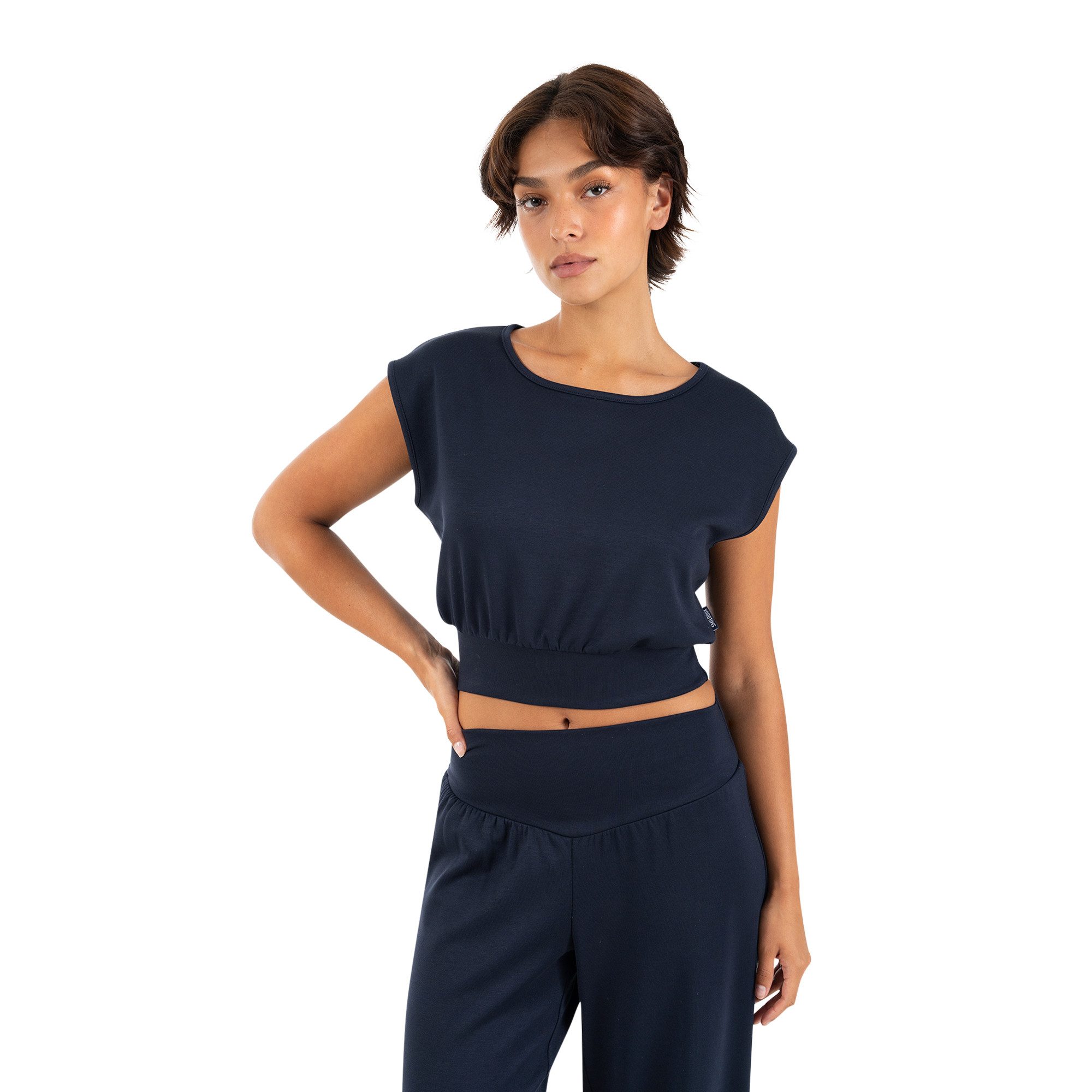 Smilodox T-Shirt Jorina, Crop Top Damen, Loose Fit, ärmellos, Basic, Gym & Freizeit Crop, Loose Fit, Rundhals, luftig, weich