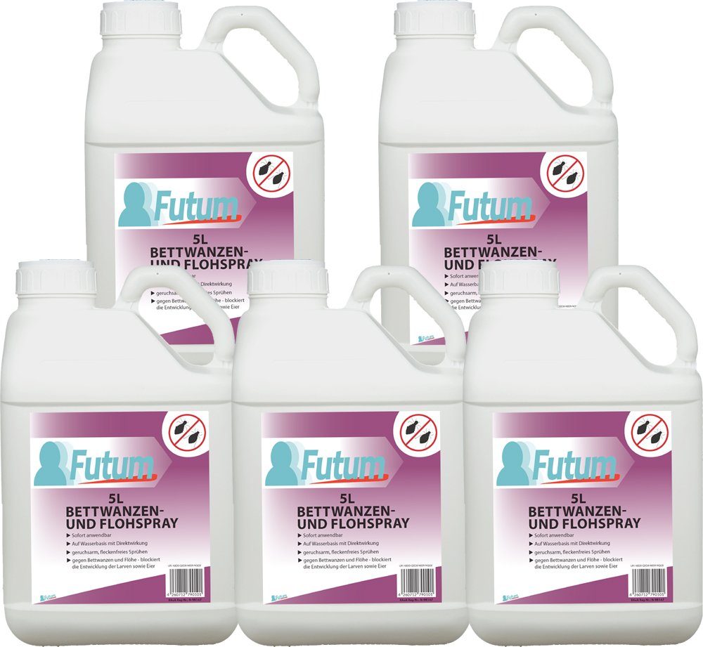 FUTUM Insektenspray Anti-Bettwanzen-Spray Floh-Mittel Ungeziefer-Spray, 25 l, auf Wasserbasis, geruchsarm, brennt / ätzt nicht, mit Langzeitwirkung | Insektizide