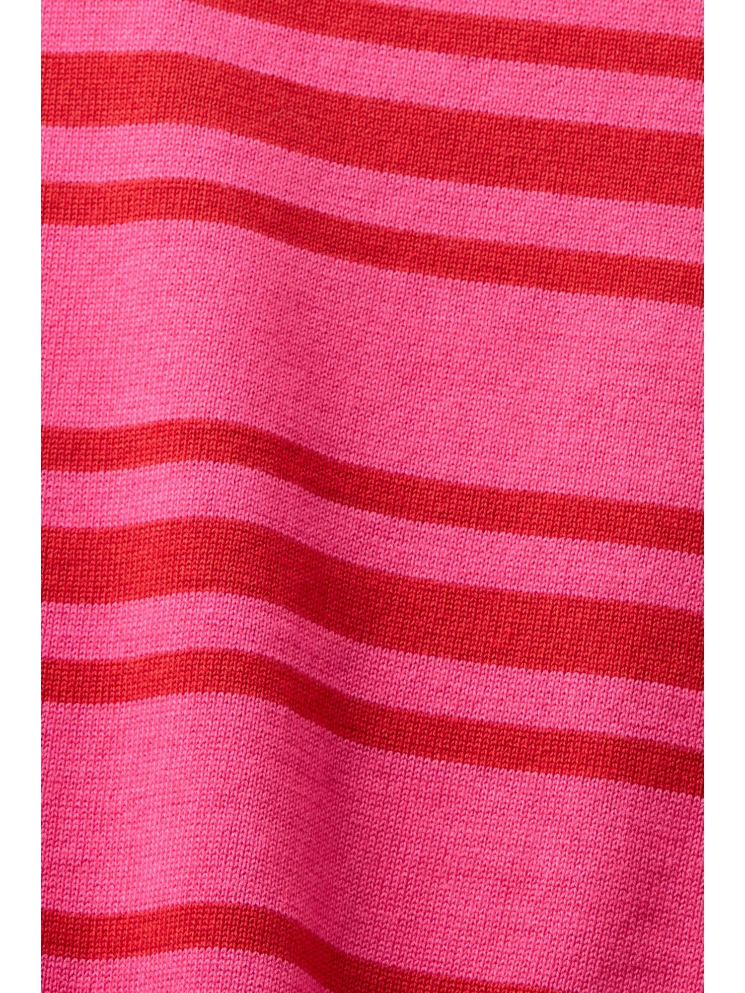 Rundhalsausschnitt Sweatshirt FUCHSIA (1-tlg) Gestreiftes PINK Sweatshirt mit Esprit