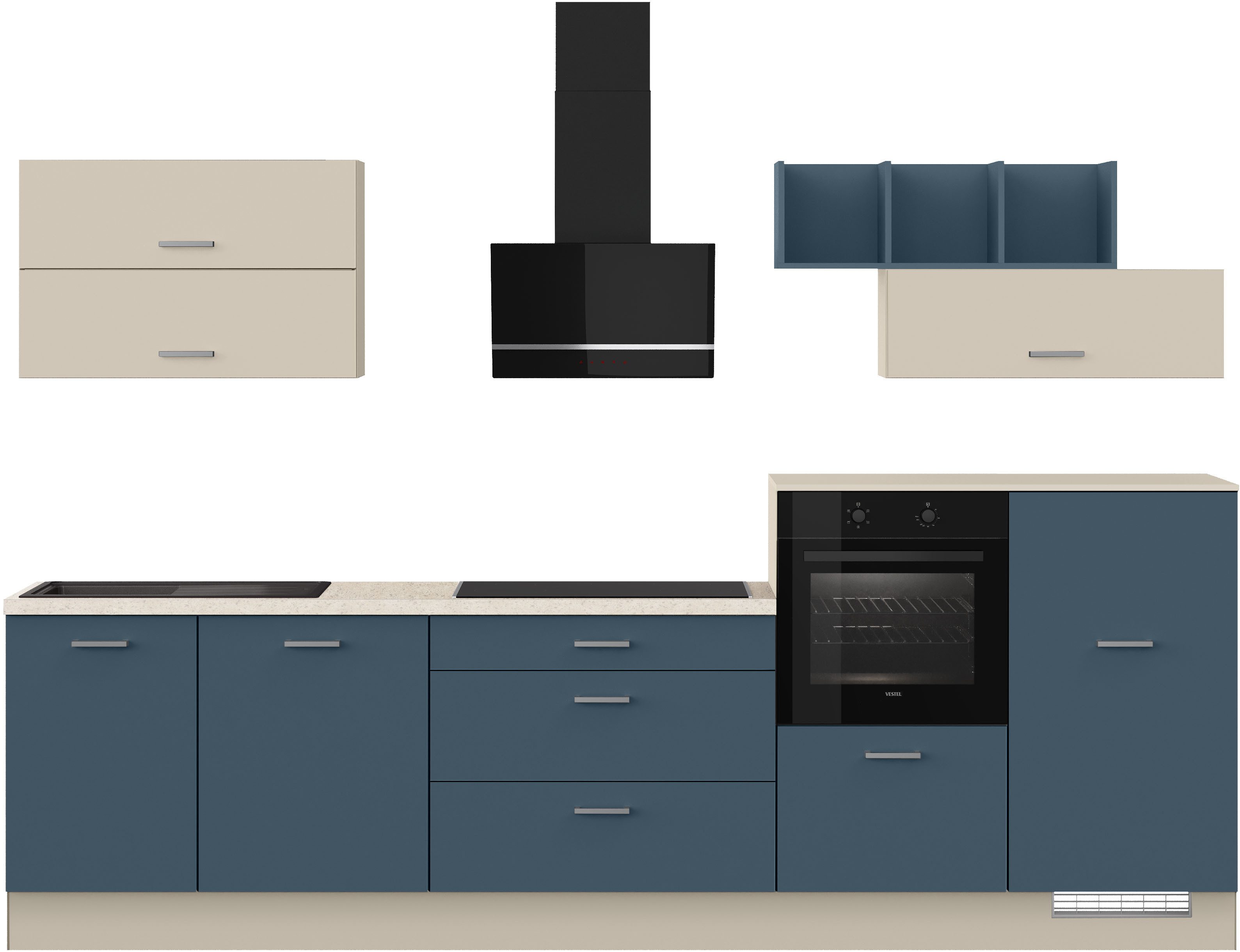 IMPULS KÜCHEN Кухниzeile "New York", Schubkästen mit Soft-Close, (Set), wählbare Ausrichtung, Soft-Close-Schubkästen, Breite 320 cm