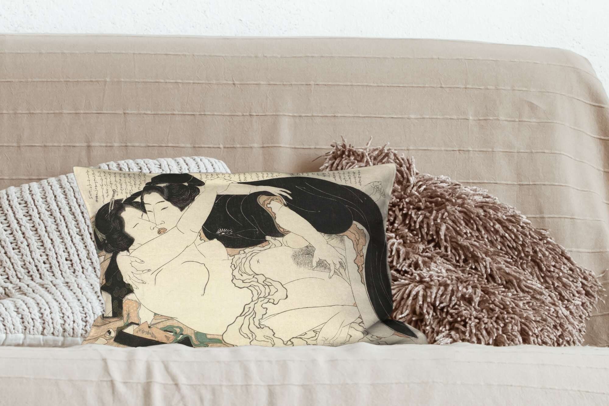 mit Hokusai, und Gemälde Mann MuchoWow Katsushika Füllung, Dekokissen Witwe Dekoration, - Zierkissen, von Dekokissen Wohzimmer Schlafzimmer junger