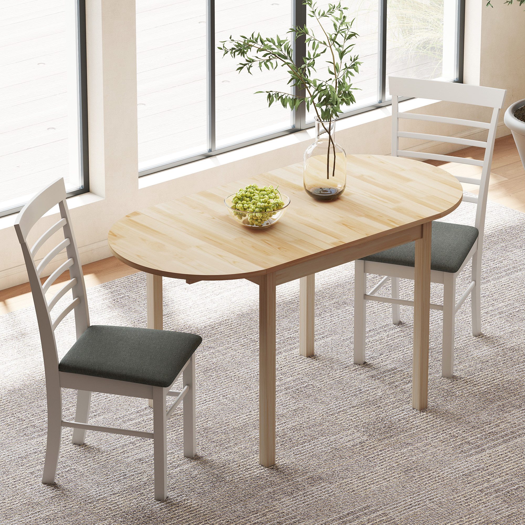 HOMCOM Klapptisch für 6 Personen, mit Drop-Leaf-Design (Klappbar Küchentisch, 1-St., Esstisch aus Holz), für Kleine Räume, Esszimmer, Küche 140 x 70 x 75 cm Naturholz